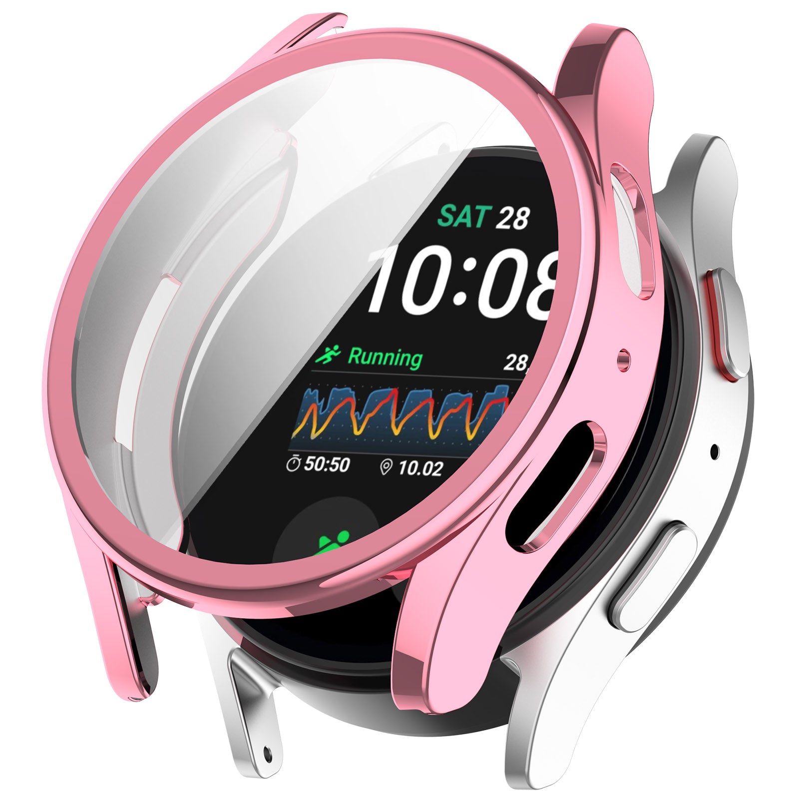 Schutzhülle für Galaxy Watch 7 44 mm, Bizon Case Watch Felipe, Rosa