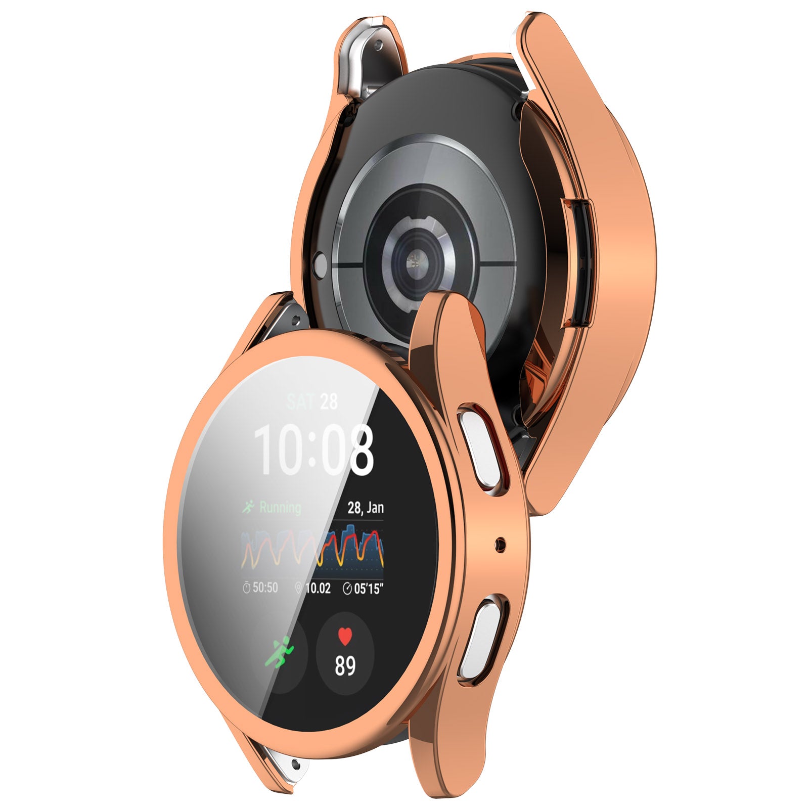 Schutzhülle für Galaxy Watch 7 44 mm, Bizon Case Watch Felipe, Roségold