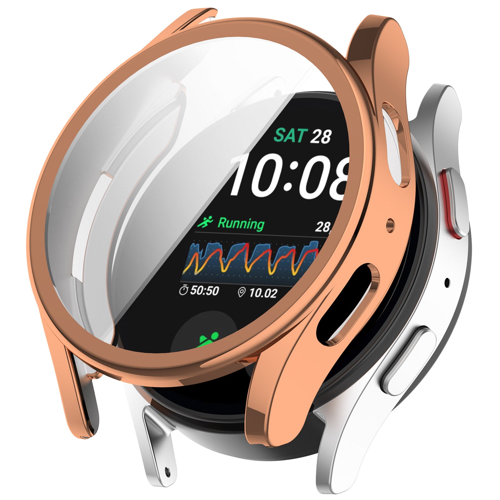 Schutzhülle für Galaxy Watch 7 44 mm, Bizon Case Watch Felipe, Roségold
