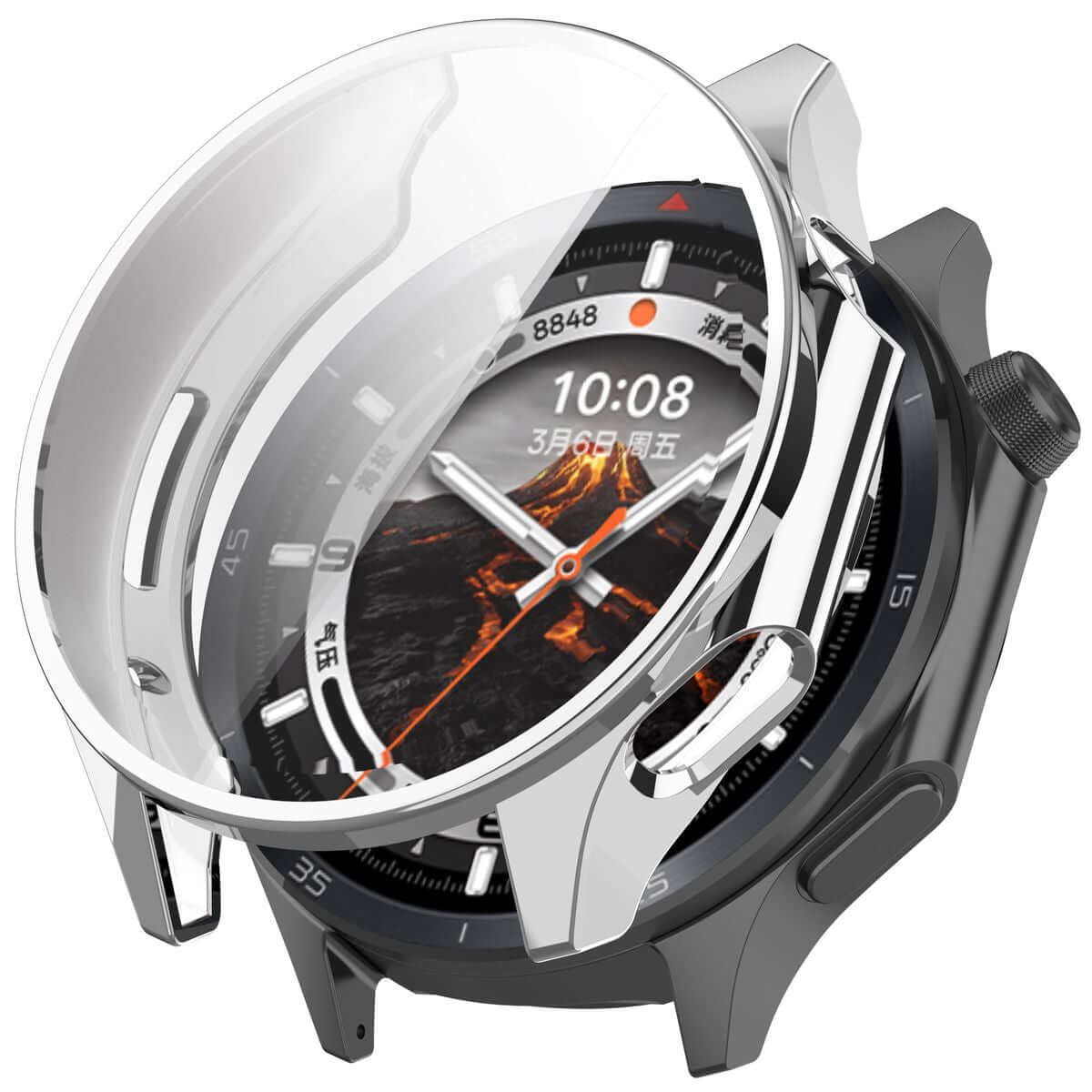 Schutzhülle für OnePlus Watch 3 / Oppo Watch X2, Bizon Case Watch Felipe, Silbern