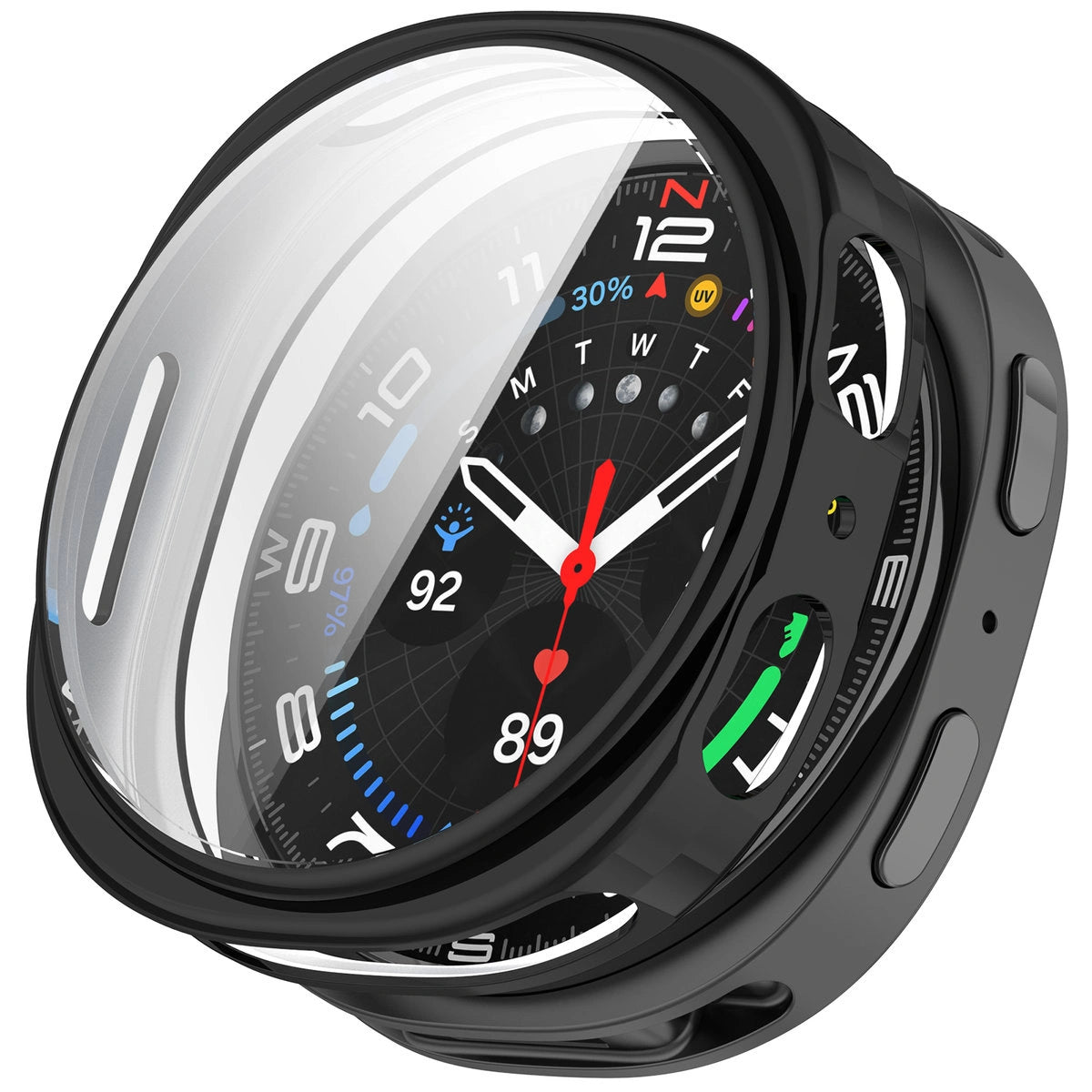 Schutzhülle für Galaxy Watch 8 44 mm, Bizon Case Watch Felipe, Schwarz
