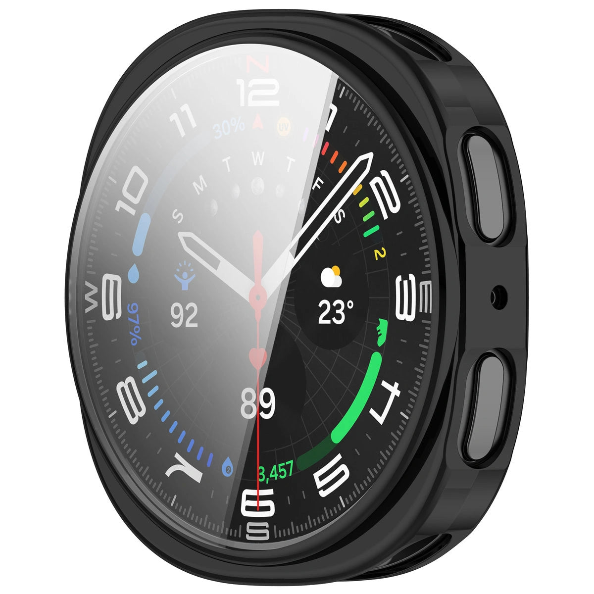 Schutzhülle für Galaxy Watch 8 44 mm, Bizon Case Watch Felipe, Schwarz