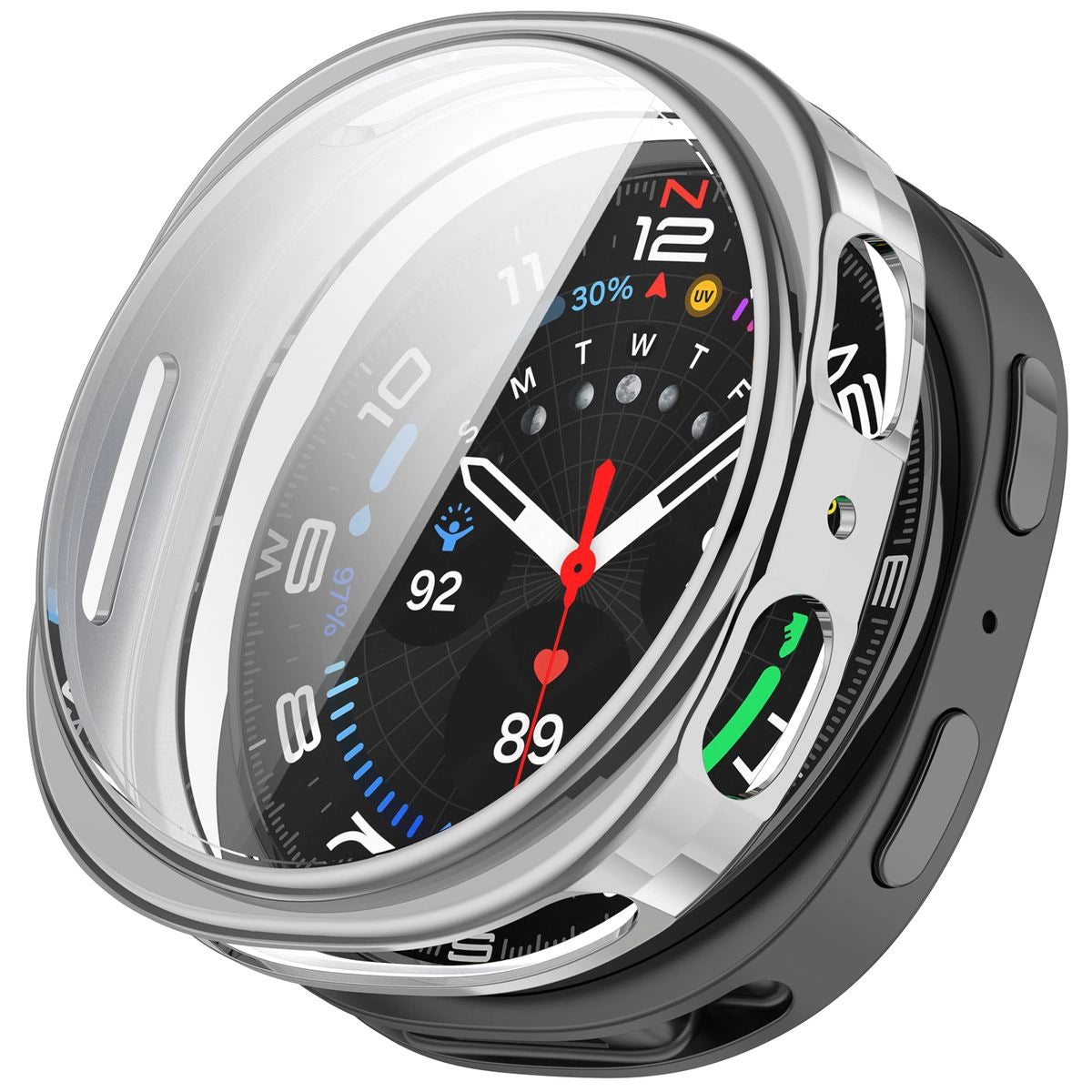 Schutzhülle für Galaxy Watch 8 44 mm, Bizon Case Watch Felipe, Silbern