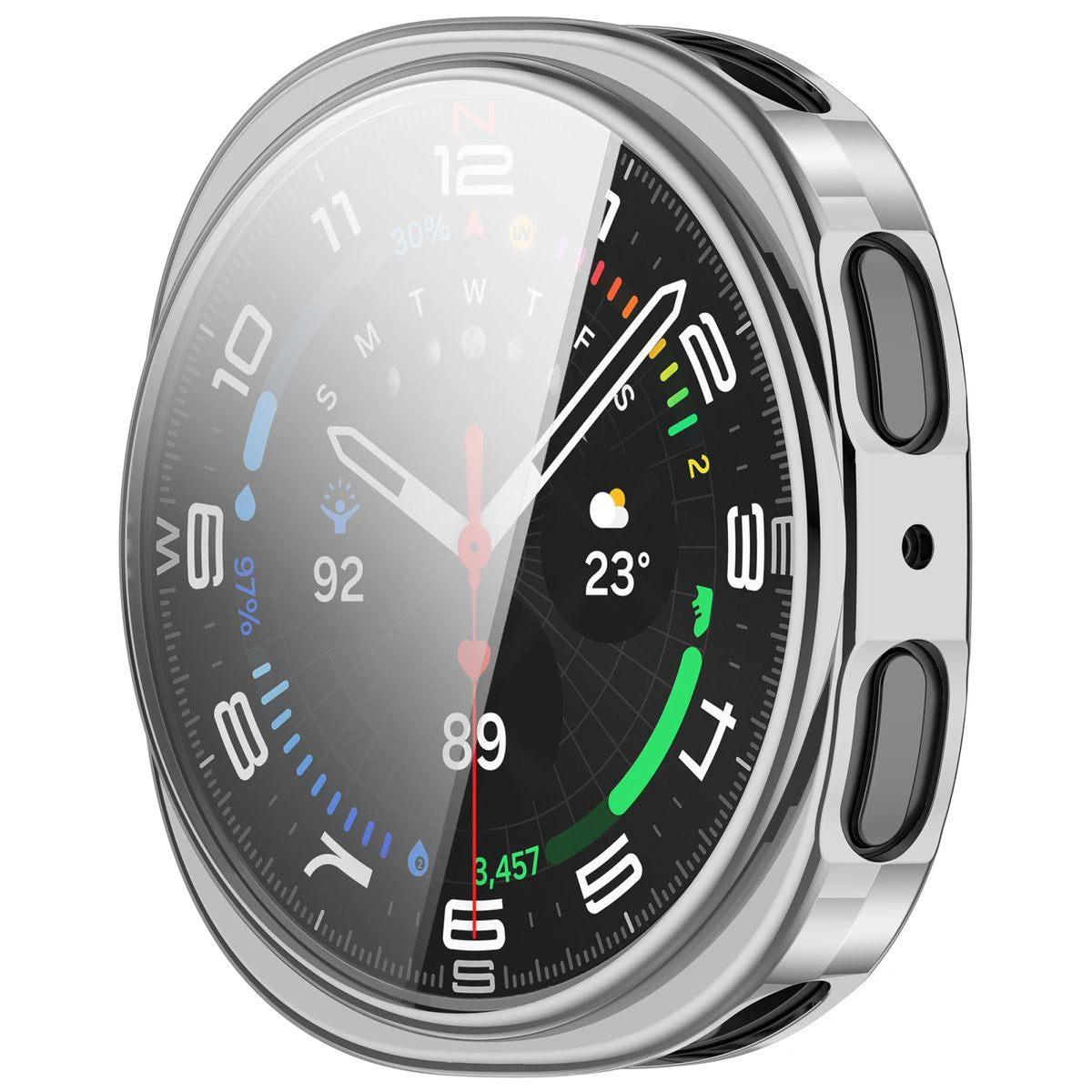 Schutzhülle für Galaxy Watch 8 44 mm, Bizon Case Watch Felipe, Silbern