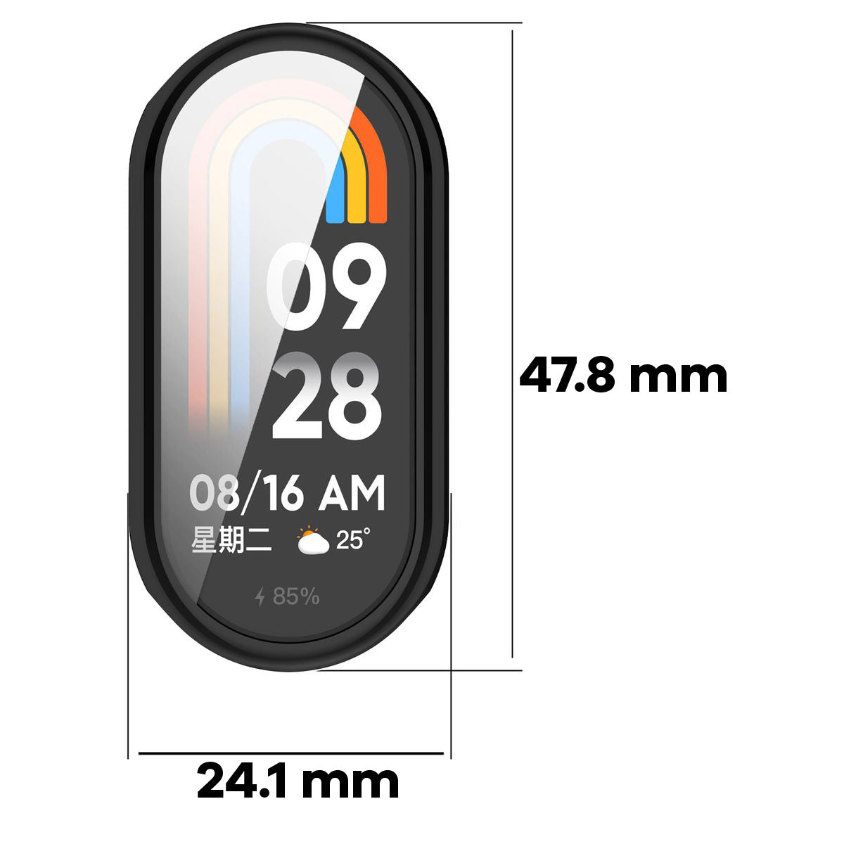 Schutzhülle für Xiaomi Smart Band 10, Bizon Case Watch Felipe, Schwarz