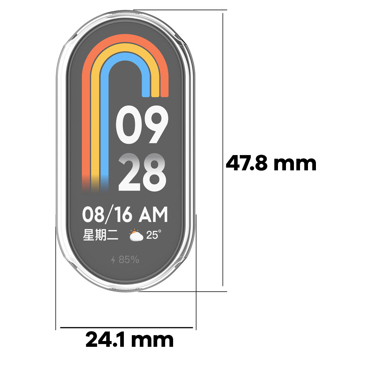 Schutzhülle für Xiaomi Smart Band 10, Bizon Case Watch Felipe, Transparent