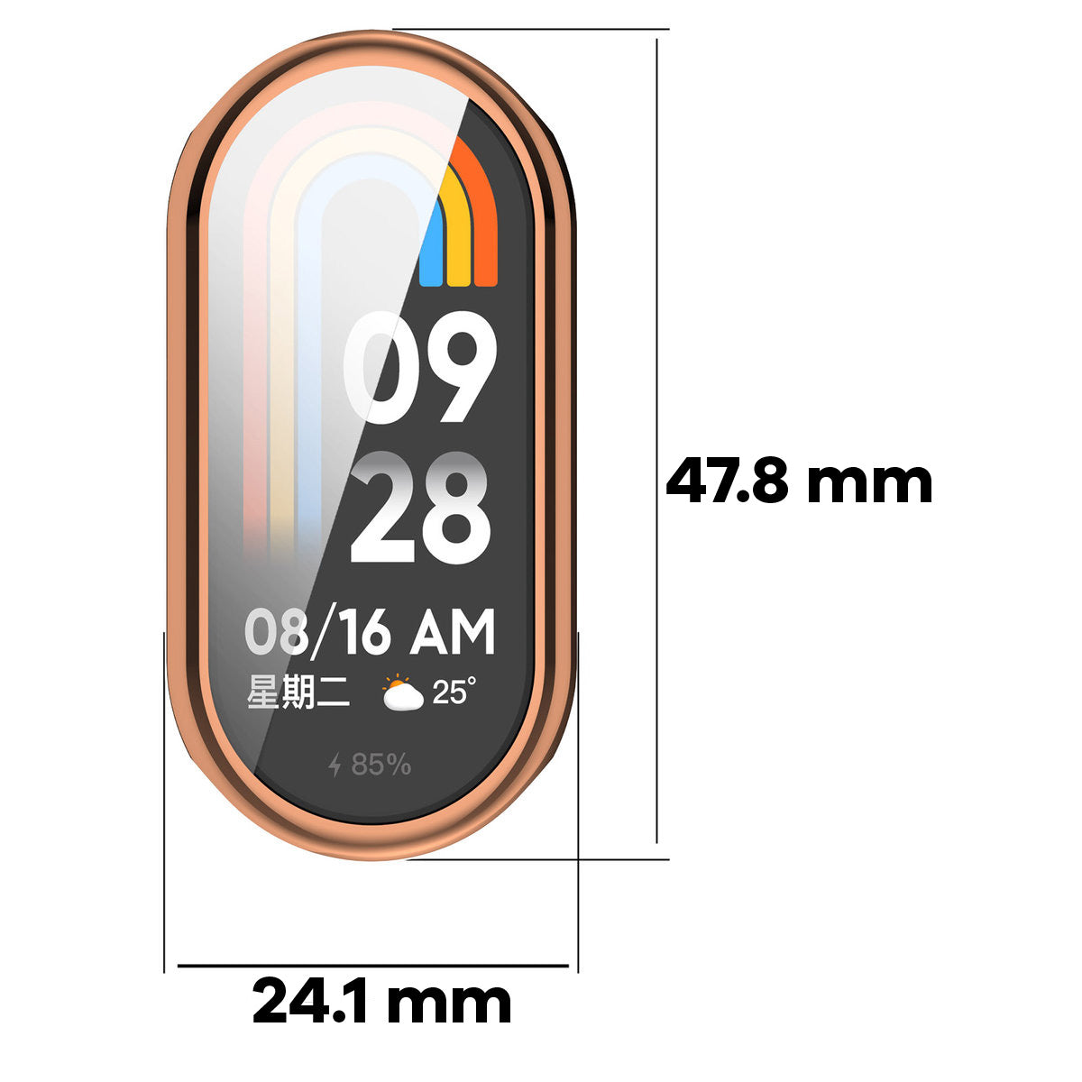 Schutzhülle für Xiaomi Smart Band 10, Bizon Case Watch Felipe, Roségold