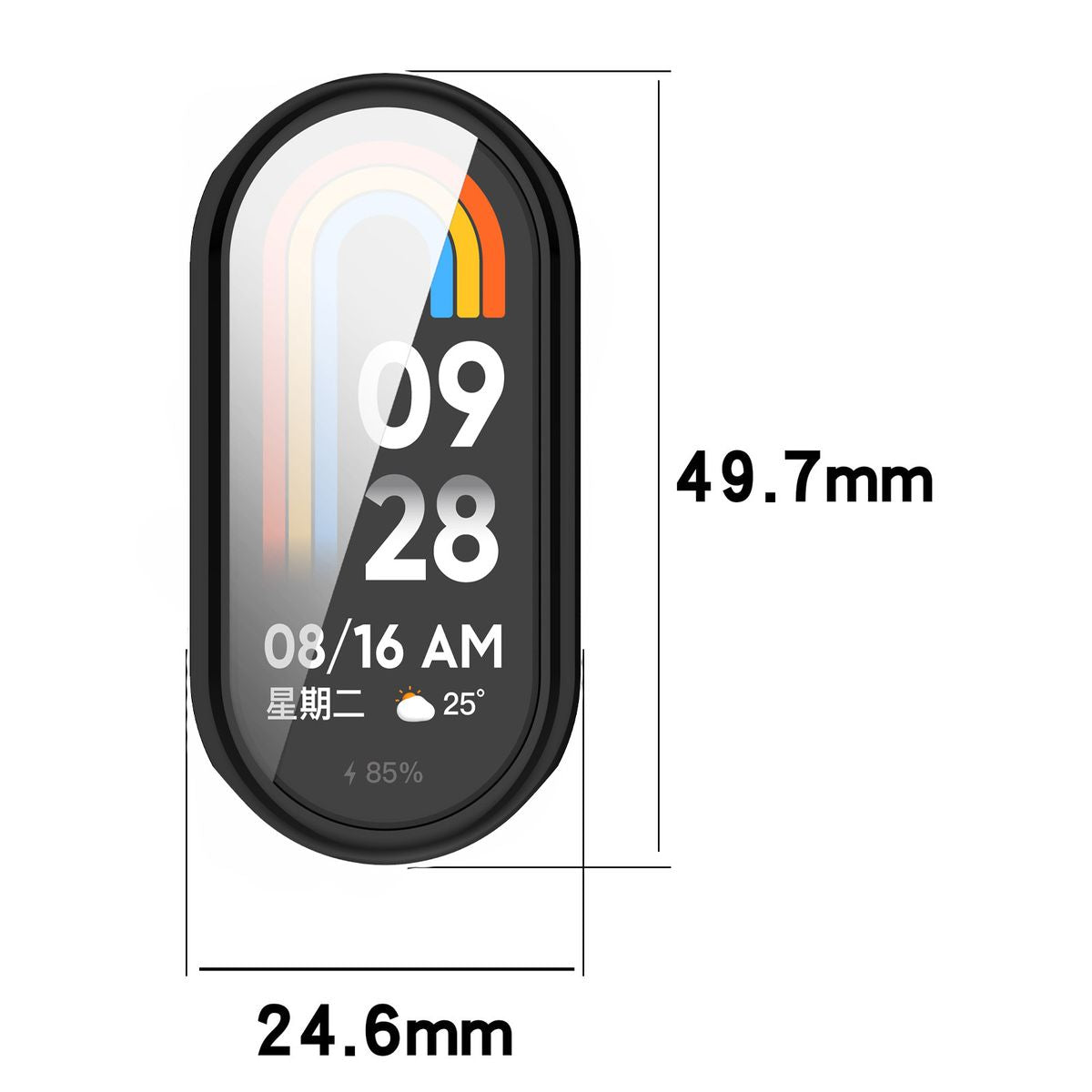 Schutzhülle für Xiaomi Smart Band 9, Bizon Case Watch Felipe, Schwarz