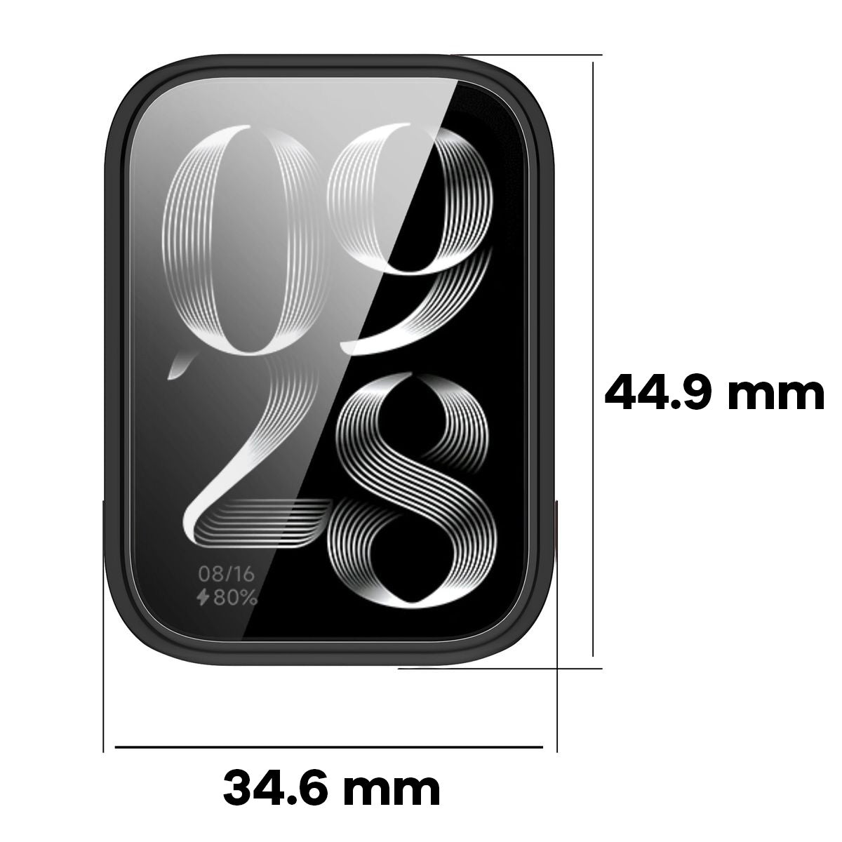 Schutzhülle für Xiaomi Mi Smart Band 9 Pro, Bizon Case Watch Felipe, Schwarz