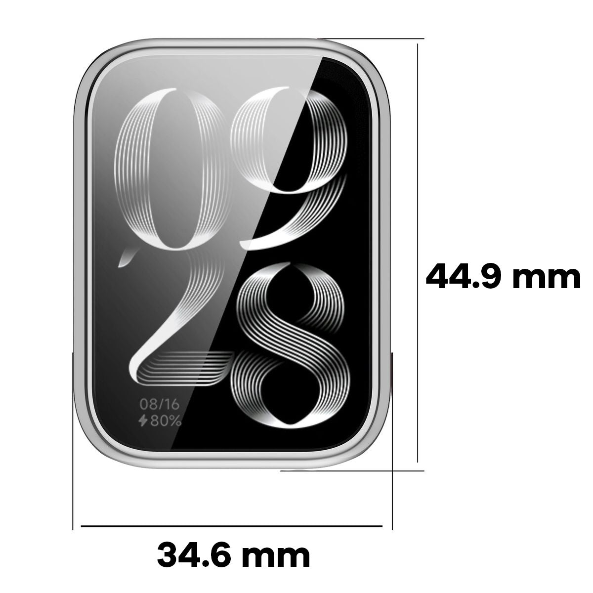 Schutzhülle für Xiaomi Mi Smart Band 9 Pro, Bizon Case Watch Felipe, Silbern