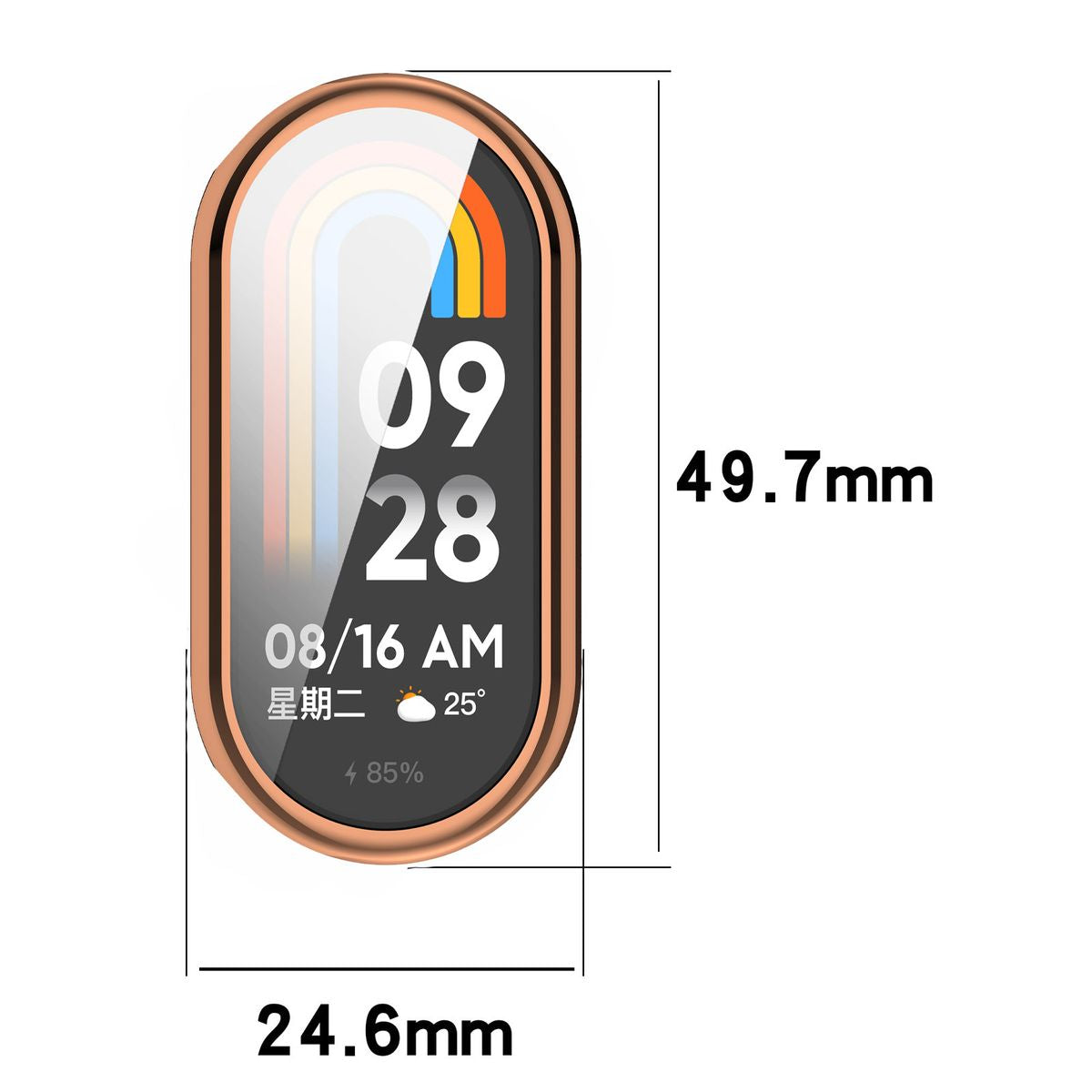 Schutzhülle für Xiaomi Smart Band 9, Bizon Case Watch Felipe, Roségold