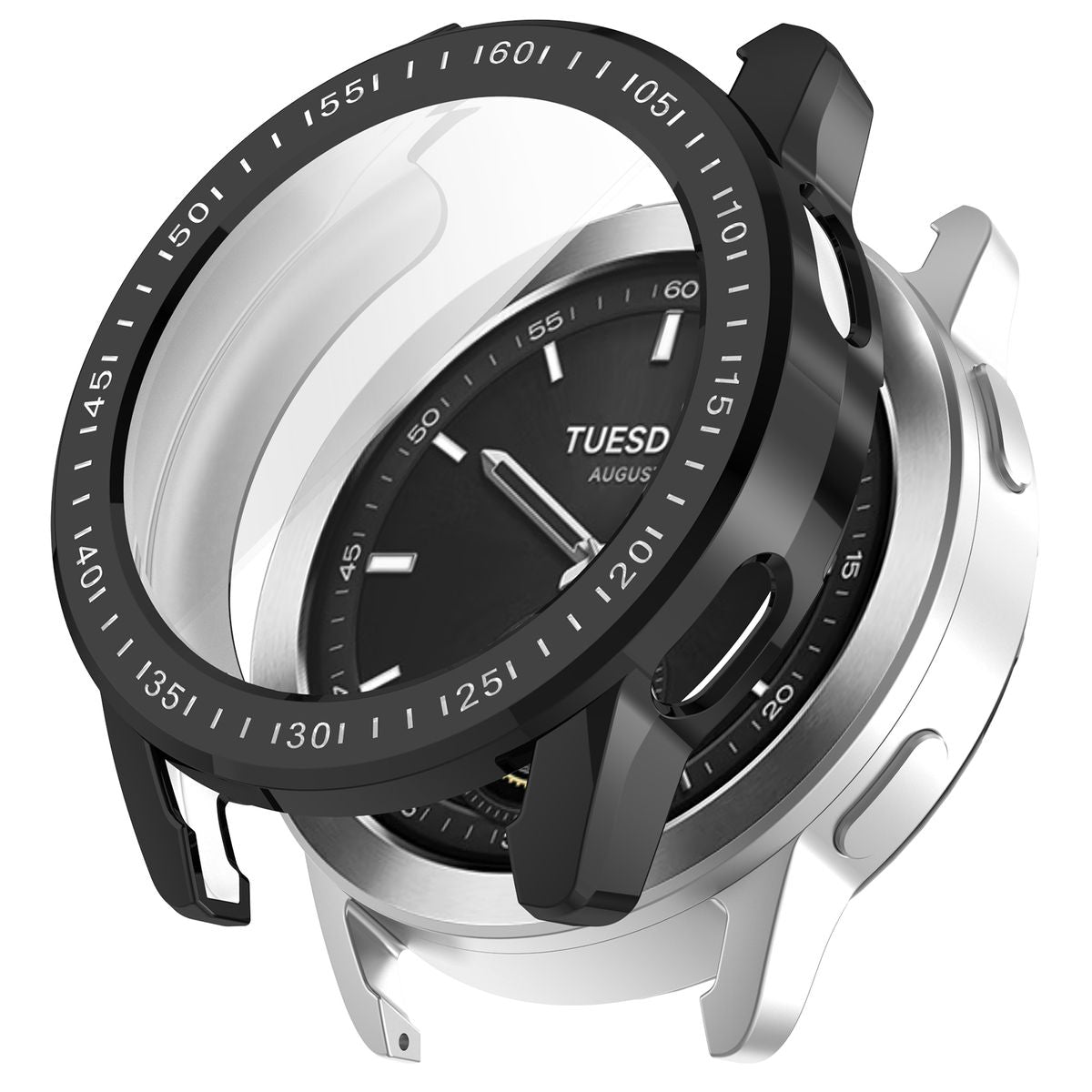 Schutzhülle für Xiaomi Watch S3 47 mm, Bizon Case Watch Felipe, Schwarz