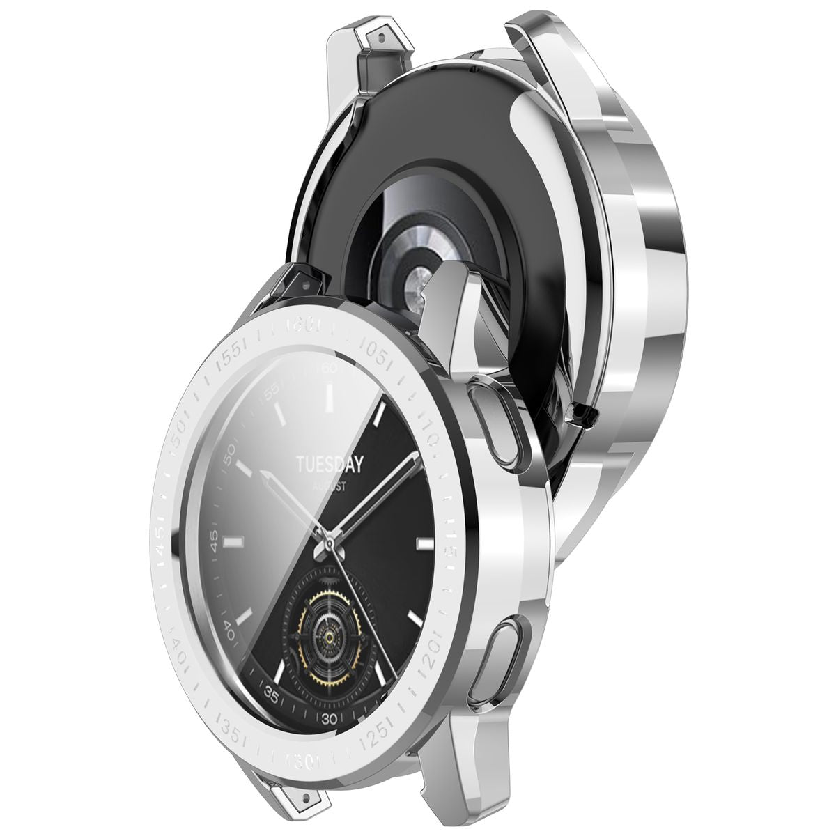 Schutzhülle für Xiaomi Watch S3 47 mm, Bizon Case Watch Felipe, Silbern