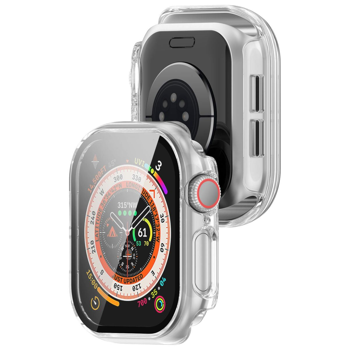 Schutzhülle mit Glas für Apple Watch 11 / 10 42mm, Bizon Case+Glass Watch, Transparent