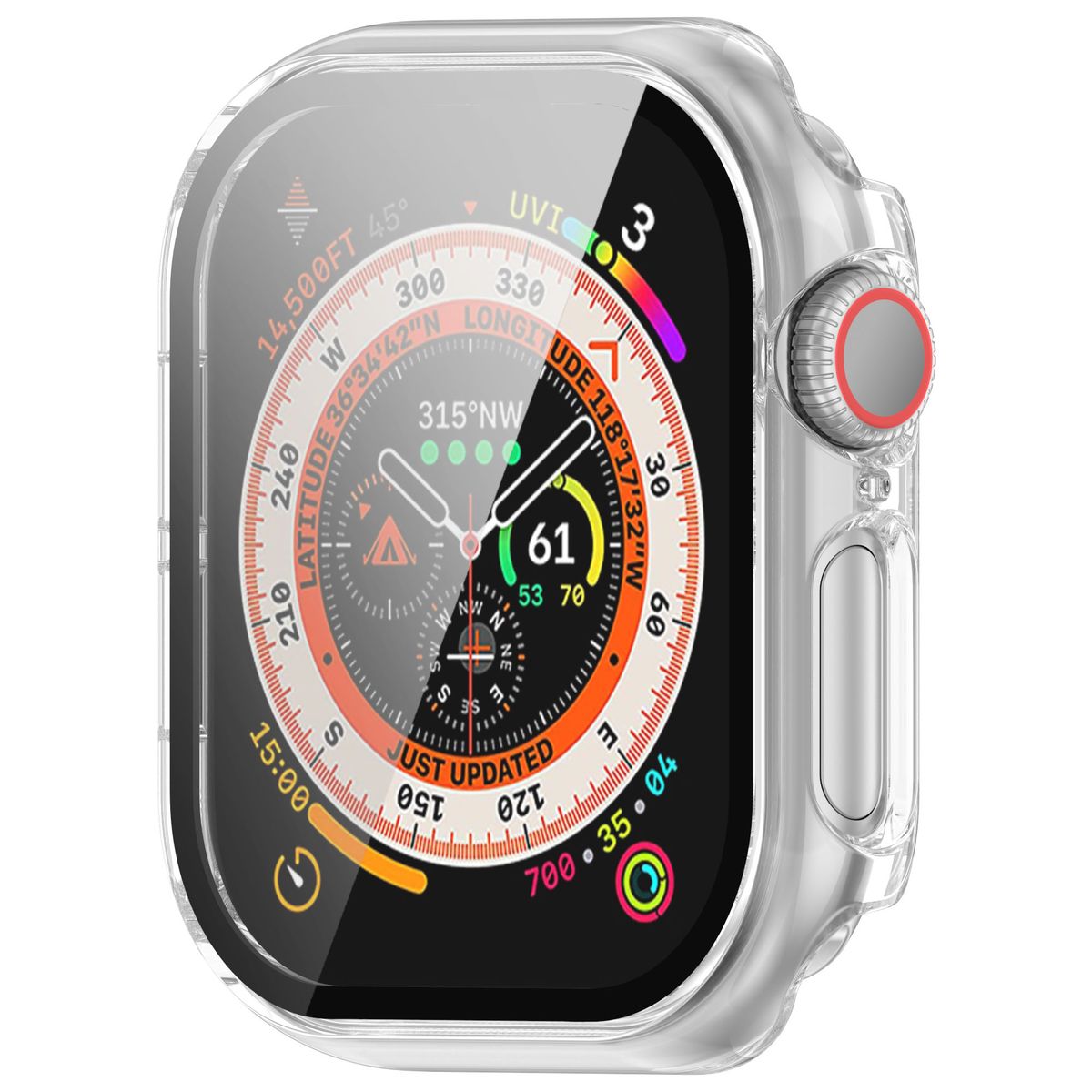 Schutzhülle mit Glas für Apple Watch 11 / 10 42mm, Bizon Case+Glass Watch, Transparent