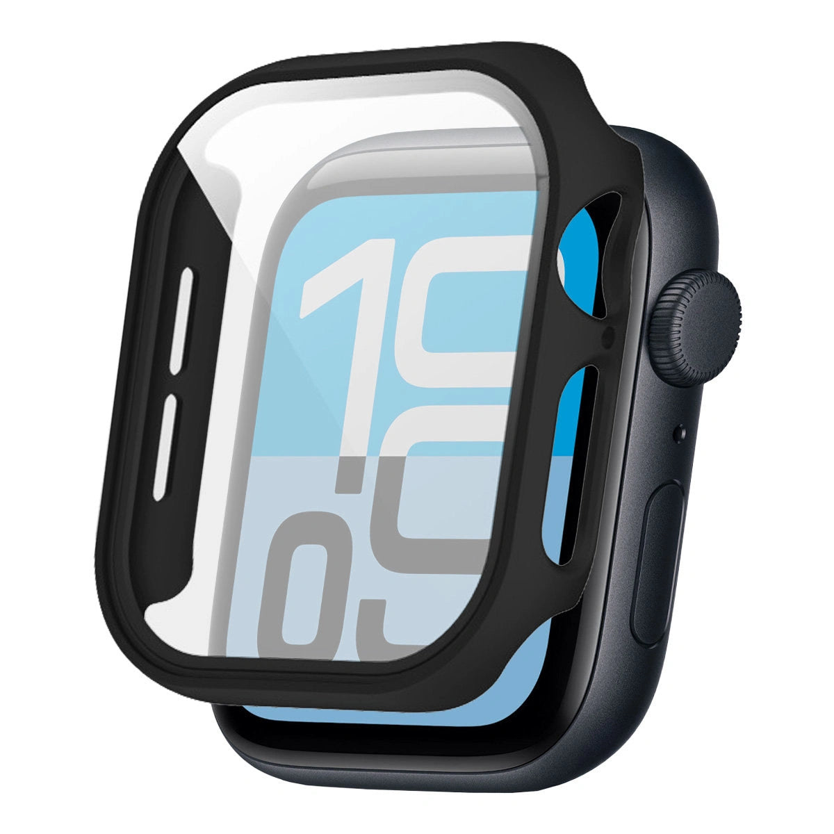 Schutzhülle mit Glas für Apple Watch SE 3 / SE 2 / SE / 6 / 5 / 4 (40 mm), Bizon Case Watch Adamo, mattes Schwarz
