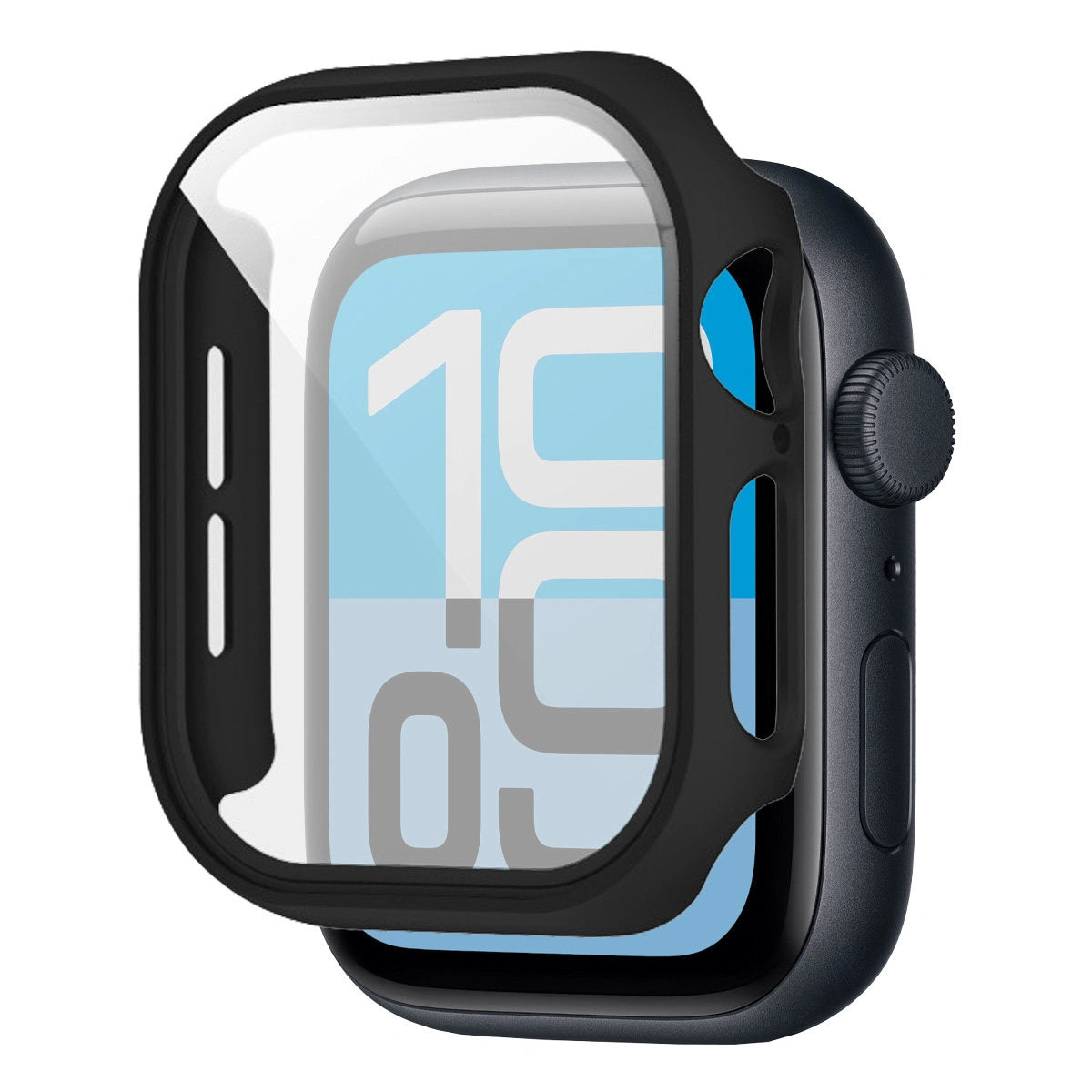 Schutzhülle mit Glas für Apple Watch SE 3 / SE 2 / SE / 6 / 5 / 4 (40 mm), Bizon Case Watch Adamo, mattes Schwarz