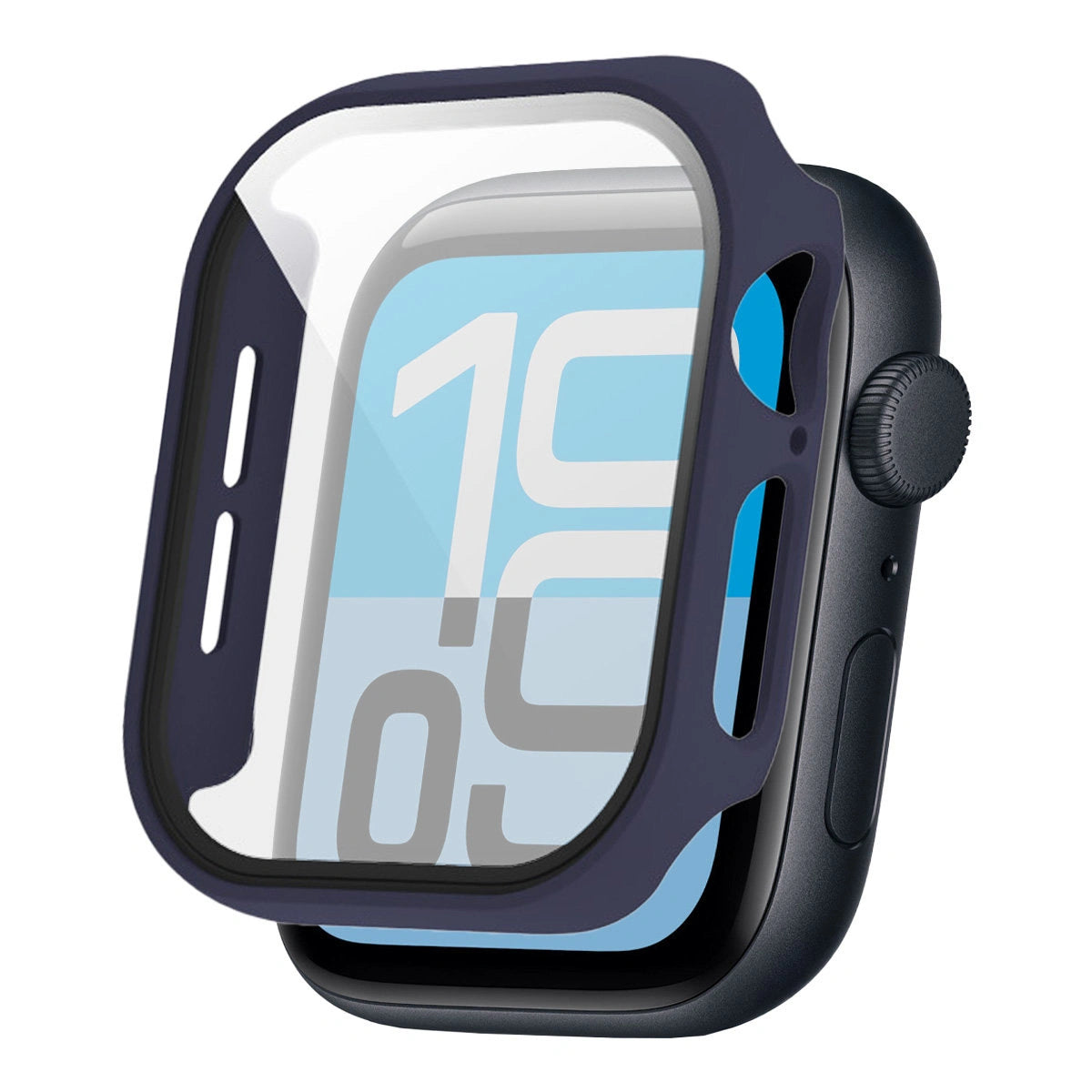 Schutzhülle mit Glas für Apple Watch SE 3 / SE 2 / SE / 6 / 5 / 4 (40 mm), Bizon Case Watch Adamo, mattes Dunkelblau