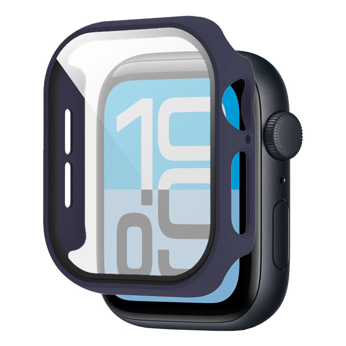 Schutzhülle mit Glas für Apple Watch SE 3 / SE 2 / SE / 6 / 5 / 4 (40 mm), Bizon Case Watch Adamo, mattes Dunkelblau