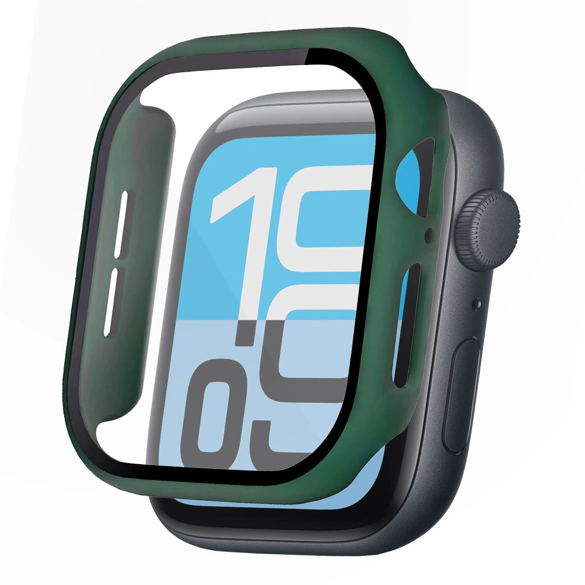 Schutzhülle mit Glas für Apple Watch SE 3 / SE 2 / SE / 6 / 5 / 4 (40 mm), Bizon Case Watch Adamo, mattes Dunkelgrün