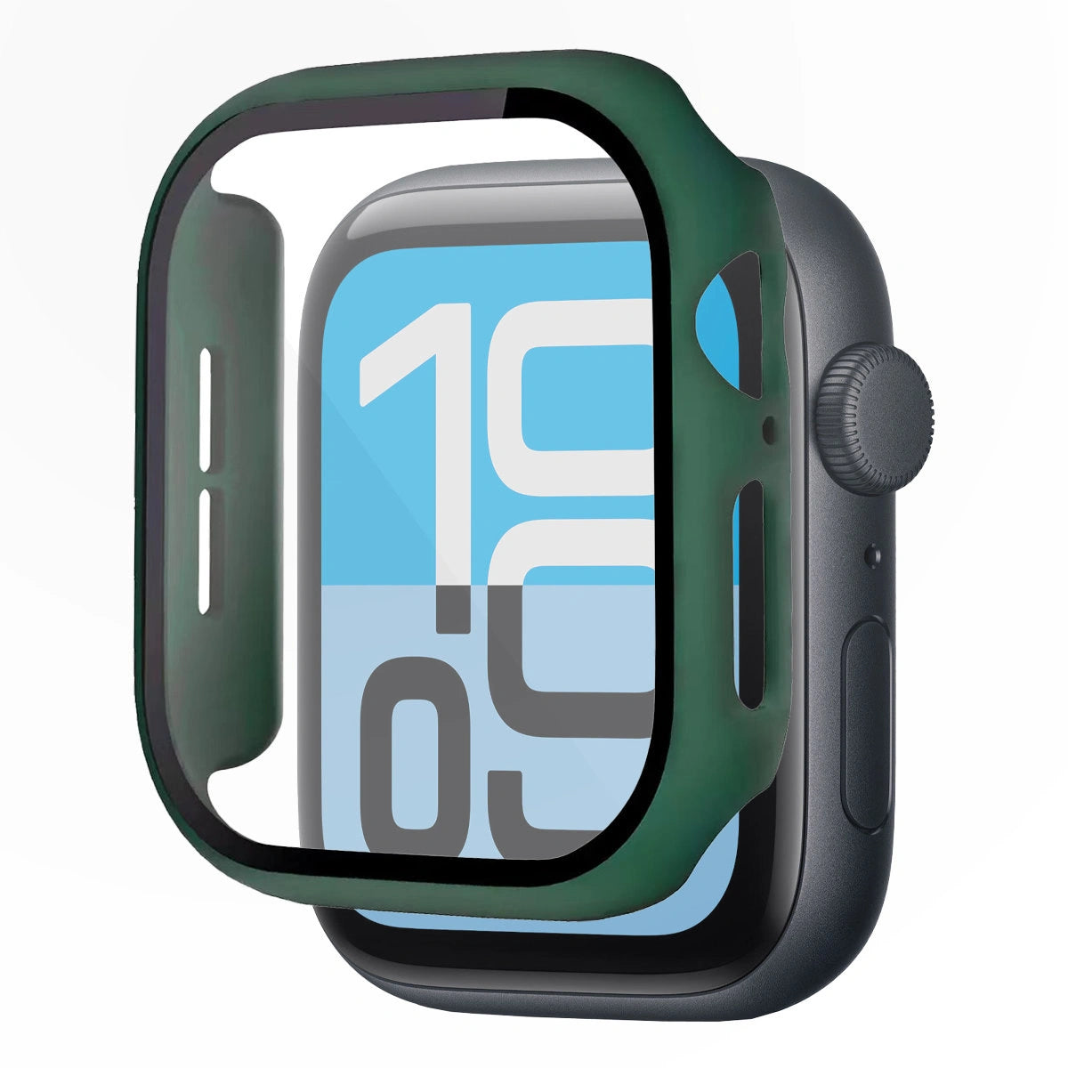 Schutzhülle mit Glas für Apple Watch SE 3 / SE 2 / SE / 6 / 5 / 4 (40 mm), Bizon Case Watch Adamo, mattes Dunkelgrün