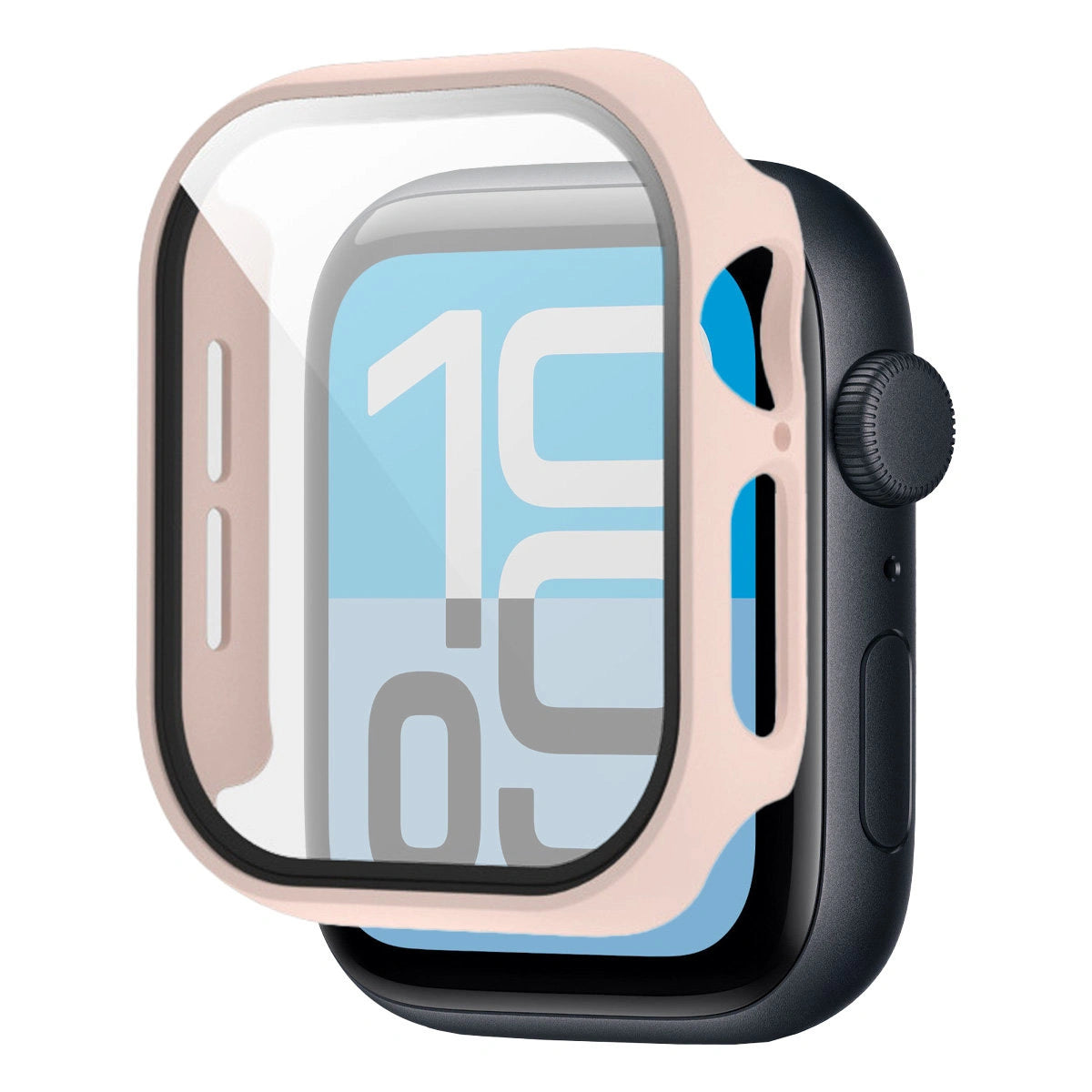 Schutzhülle mit Glas für Apple Watch SE 3 / SE 2 / SE / 6 / 5 / 4 (40 mm), Bizon Case Watch Adamo, mattes Rosa