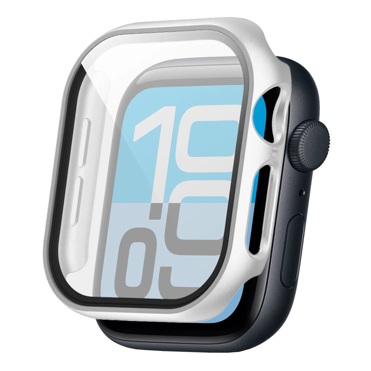 Schutzhülle mit Glas für Apple Watch SE 3 / SE 2 / SE / 6 / 5 / 4 (40 mm), Bizon Case Watch Adamo, mattes Silbern
