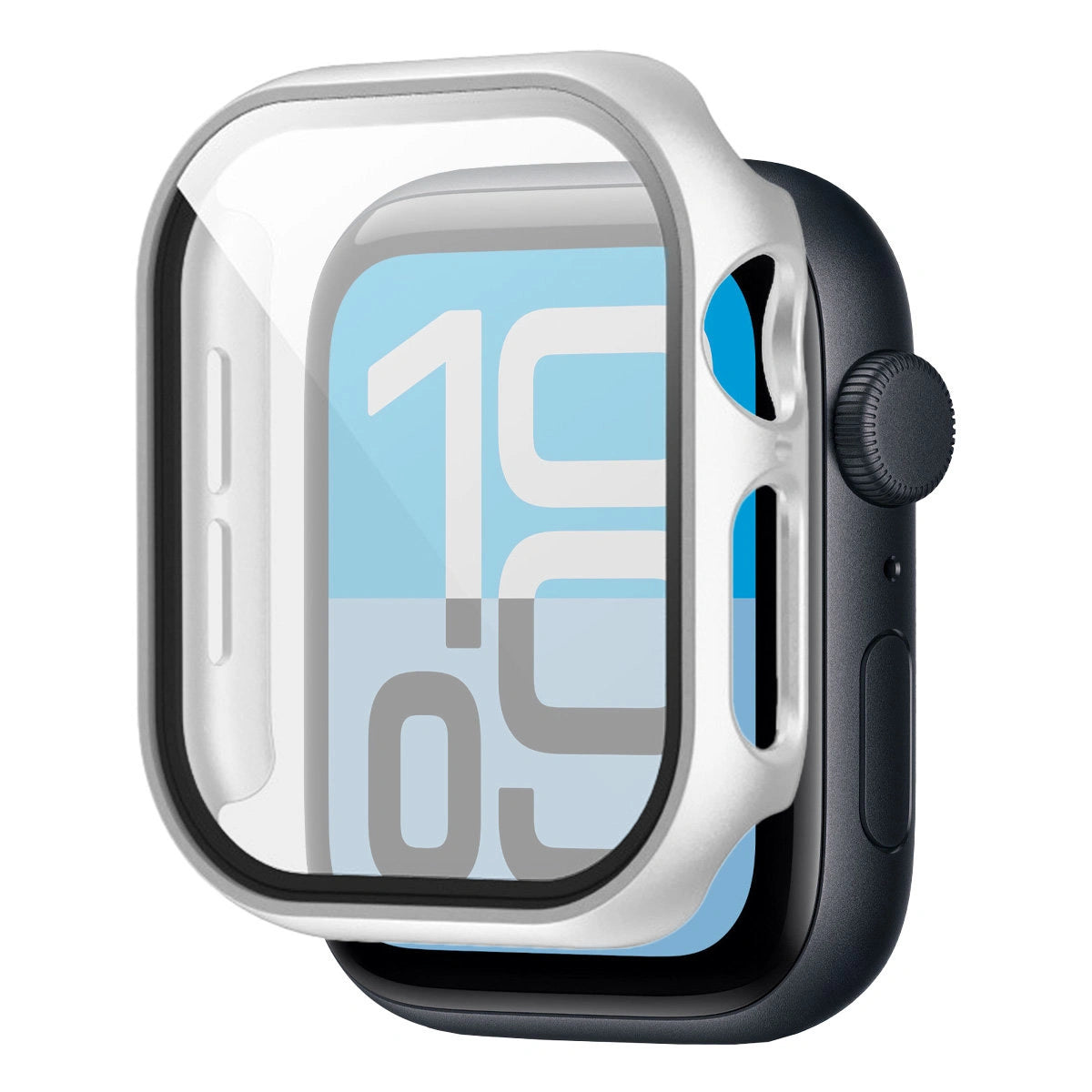 Schutzhülle mit Glas für Apple Watch SE 3 / SE 2 / SE / 6 / 5 / 4 (40 mm), Bizon Case Watch Adamo, mattes Silbern
