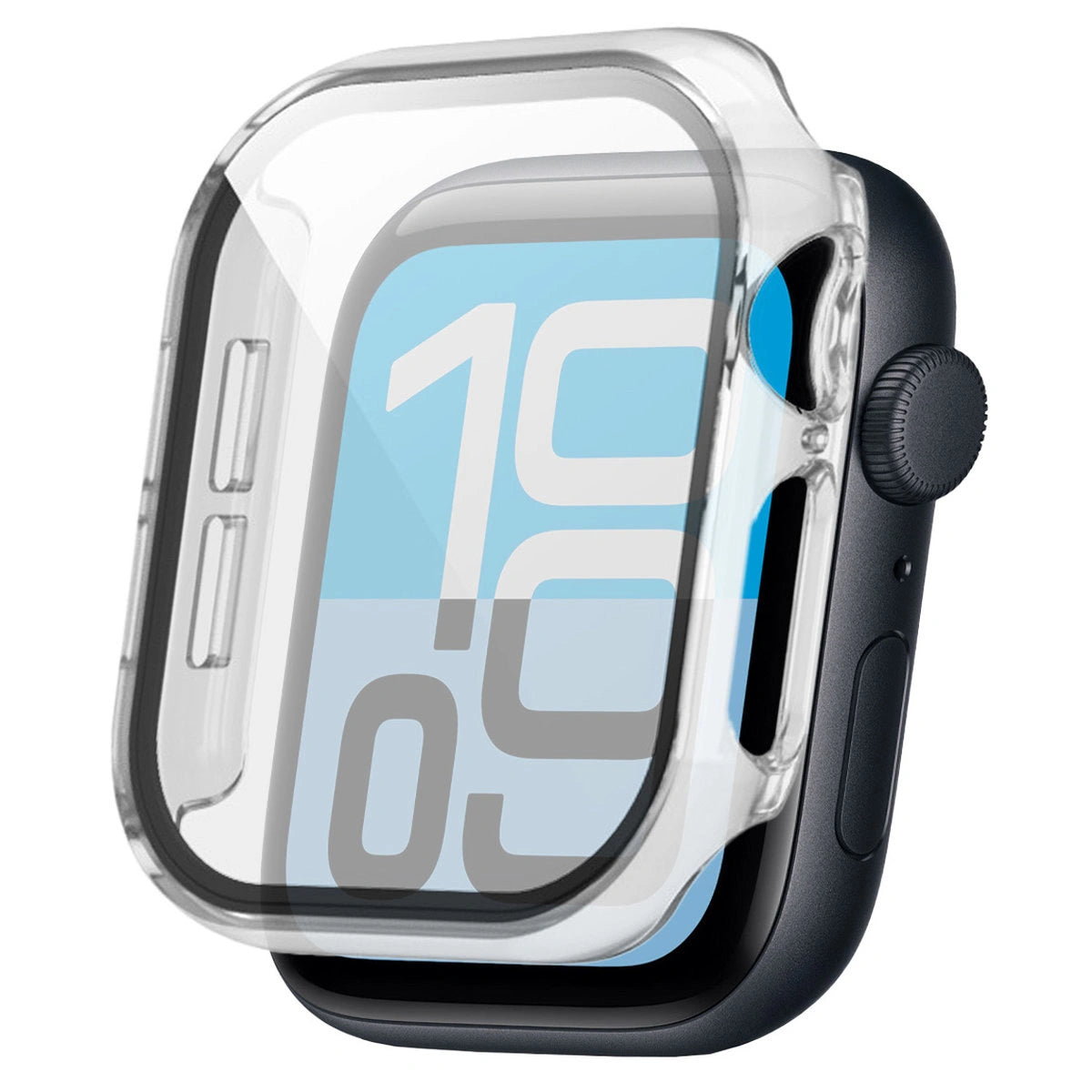 Schutzhülle mit Glas für Apple Watch SE 3 / SE 2 / SE / 6 / 5 / 4 (44 mm), Bizon Case Watch Adamo, Transparent