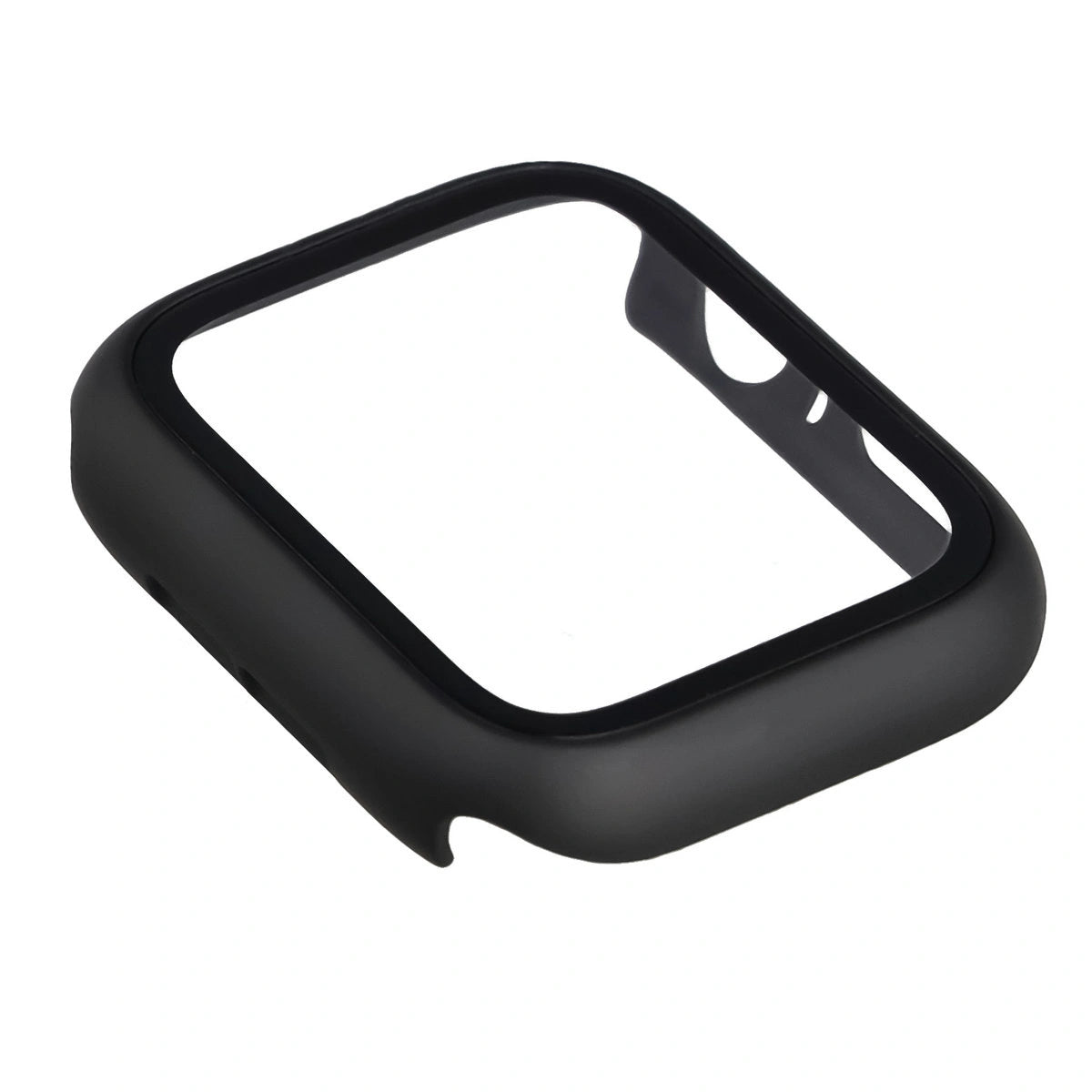 Schutzhülle mit Glas für Apple Watch SE 3 / SE 2 / SE / 6 / 5 / 4 (44 mm), Bizon Case+Glass Watch, mattes Schwarz