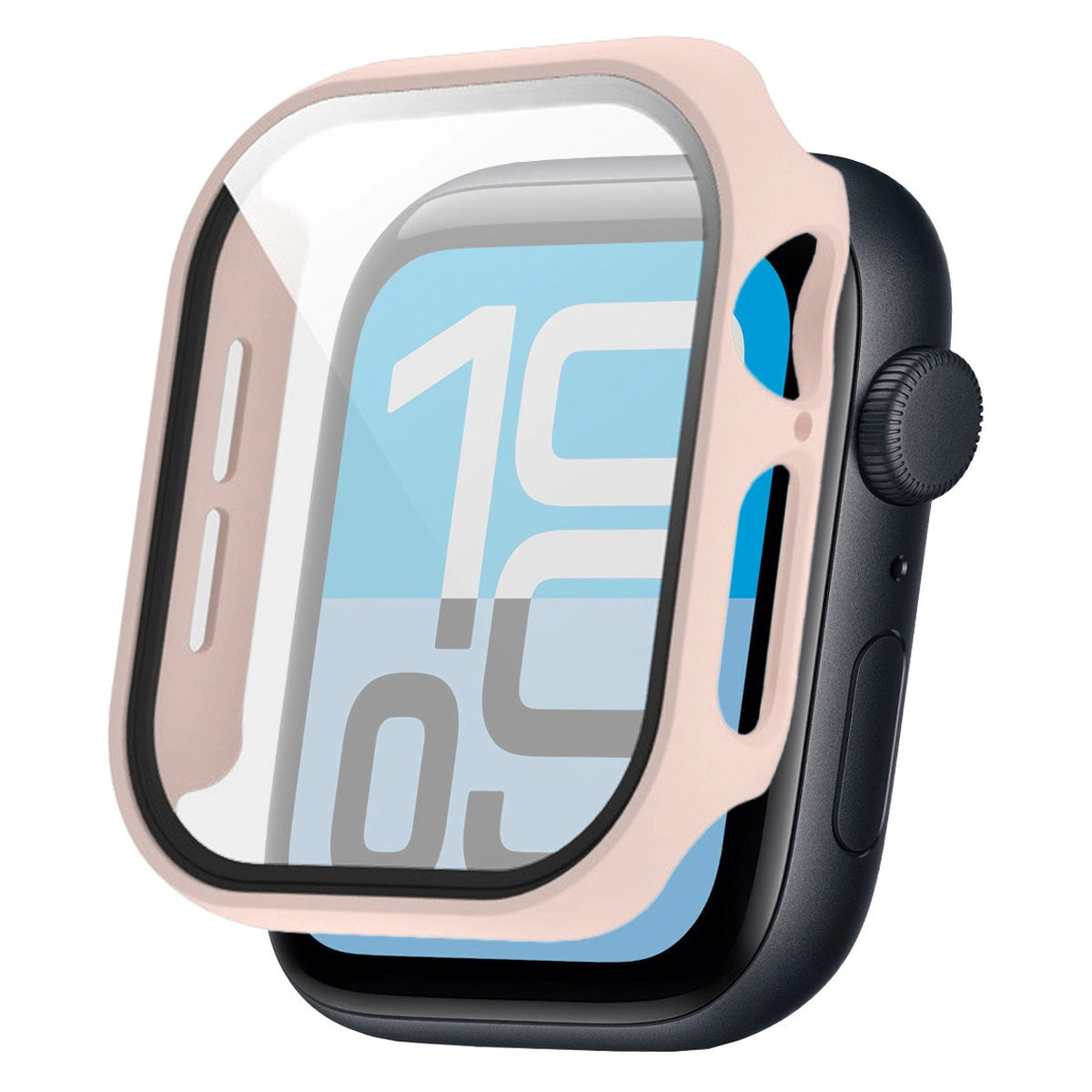 Schutzhülle mit Glas für Apple Watch SE 3 / SE 2 / SE / 6 / 5 / 4 (44 mm), Bizon Case Watch Adamo, mattes Rosa