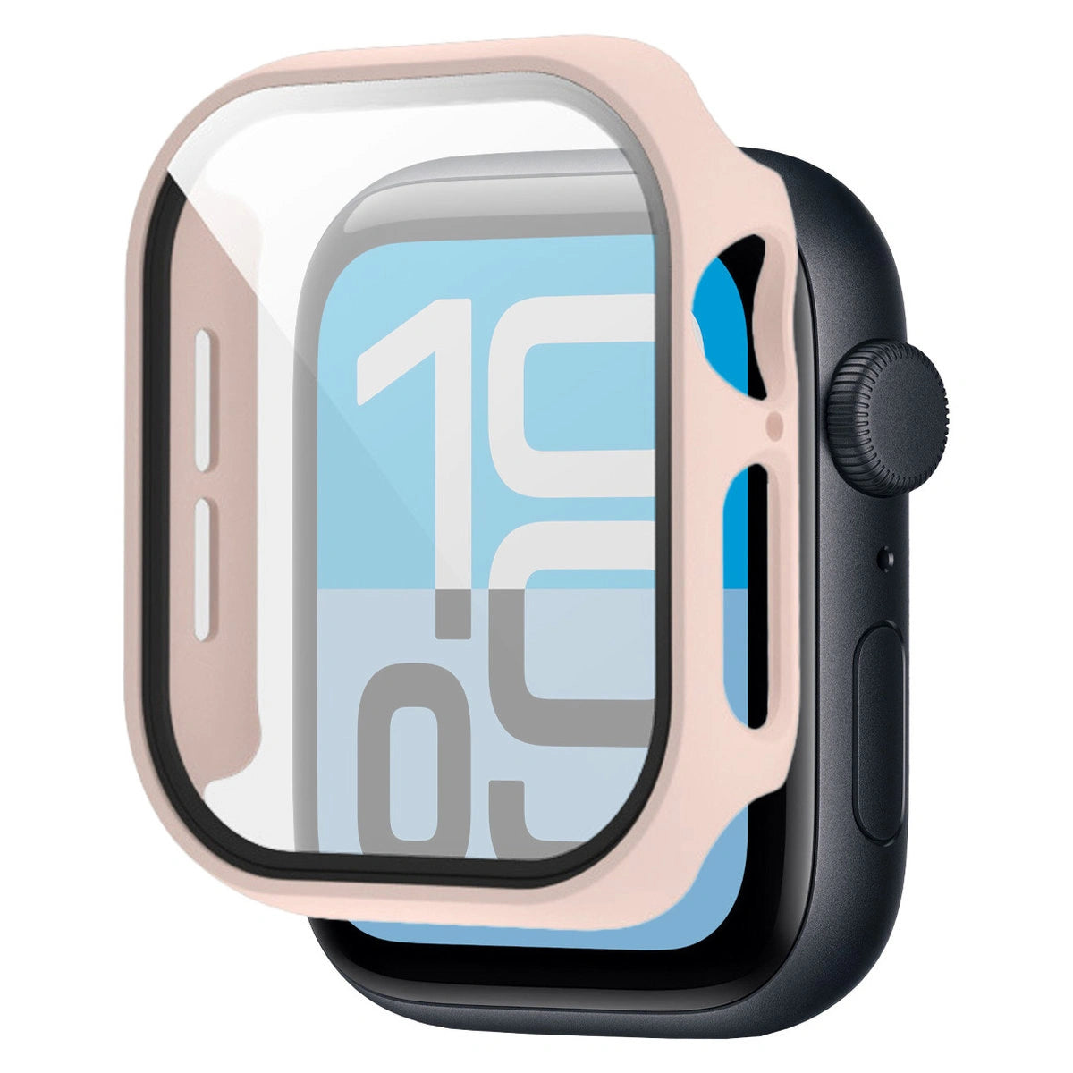 Schutzhülle mit Glas für Apple Watch SE 3 / SE 2 / SE / 6 / 5 / 4 (44 mm), Bizon Case Watch Adamo, mattes Rosa