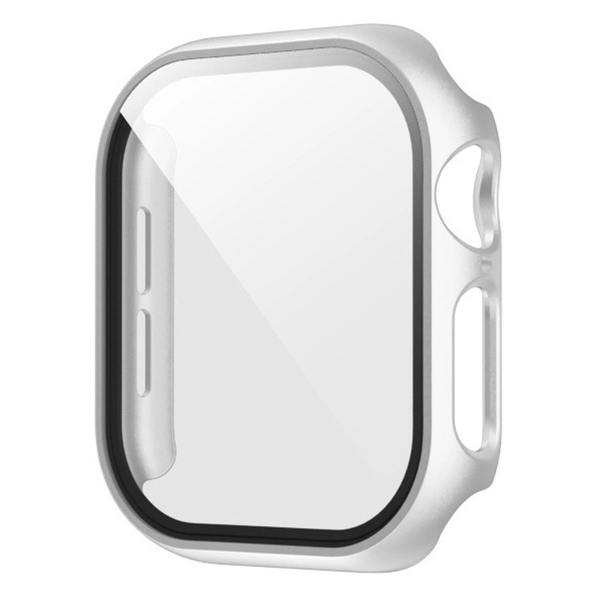 Schutzhülle mit Glas für Apple Watch SE 3 / SE 2 / SE / 6 / 5 / 4 (44 mm), Bizon Case Watch Adamo, mattes Silbern