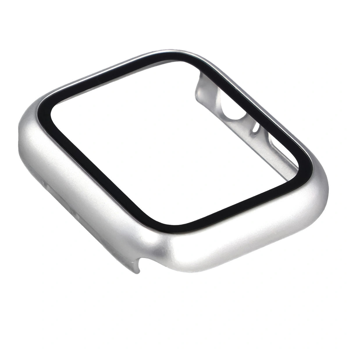 Schutzhülle mit Glas für Apple Watch SE 3 / SE 2 / SE / 6 / 5 / 4 (44 mm), Bizon Case Watch Adamo, mattes Silbern