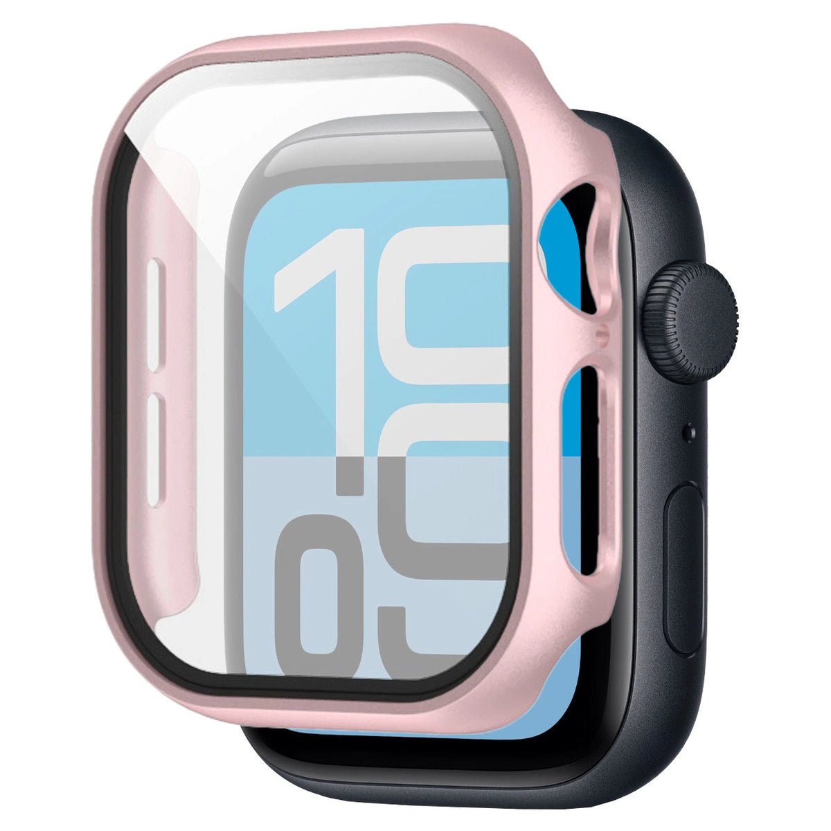 Schutzhülle mit Glas für Apple Watch SE 3 / SE 2 / SE / 6 / 5 / 4 (44 mm), Bizon Case Watch Adamo, Satin Rosa