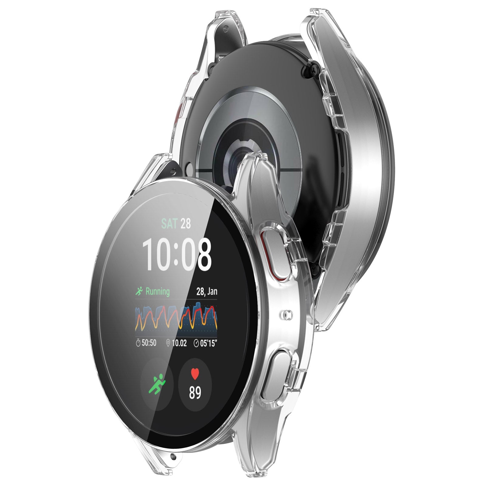 Schutzhülle mit Glas für Galaxy Watch 7 40 mm, Bizon Case+Glass Watch, Transparent