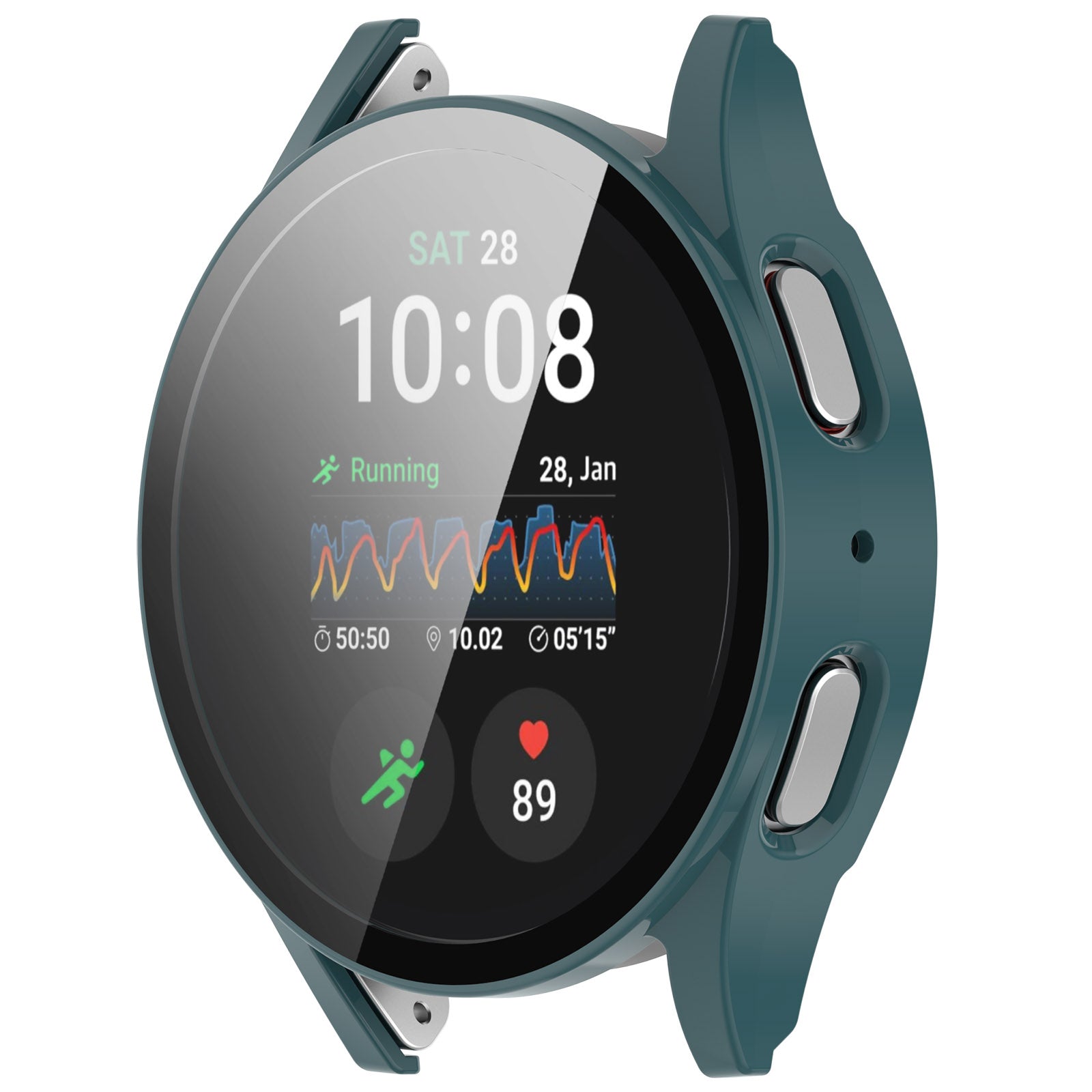 Schutzhülle mit Glas für Galaxy Watch 7 40 mm, Bizon Case+Glass Watch, Grün