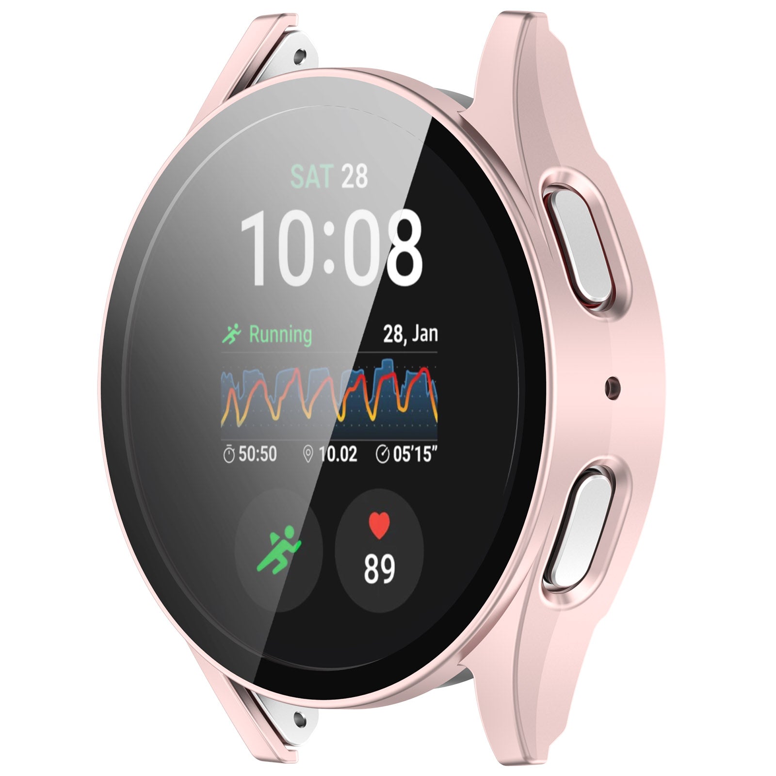 Schutzhülle mit Glas für Galaxy Watch 7 40 mm, Bizon Case+Glass Watch, Satinrosa