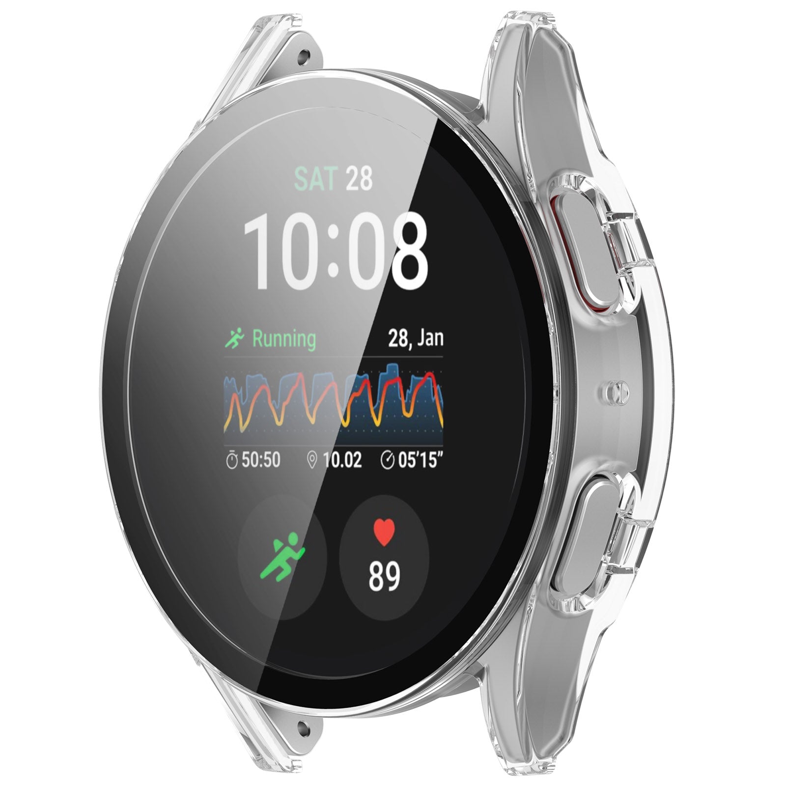 Schutzhülle mit Glas für Galaxy Watch 7 44 mm, Bizon Case Watch Adamo, Transparent