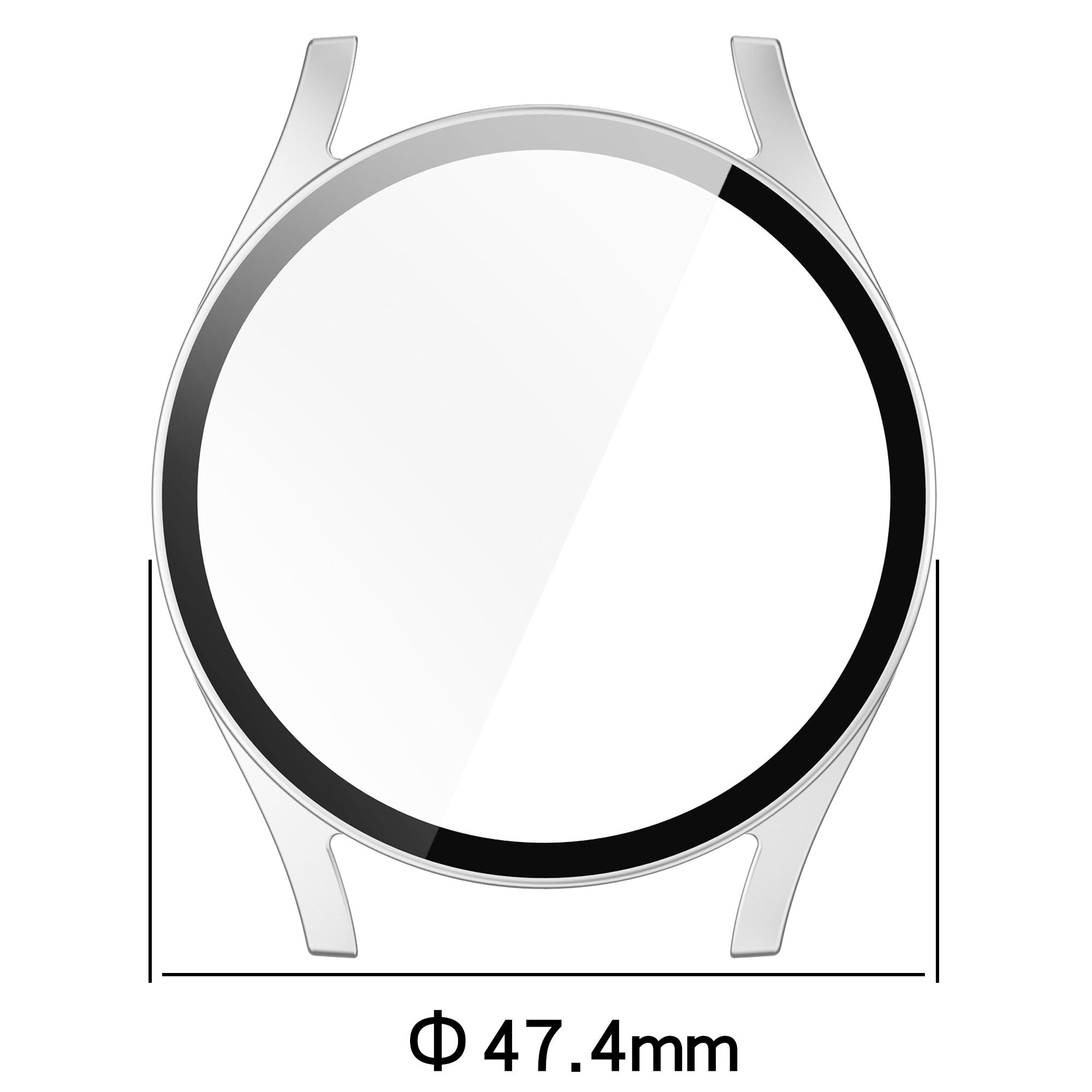 Schutzhülle mit Glas für Galaxy Watch 7 44 mm, Bizon Case+Glass Watch, satiniertes Silbern