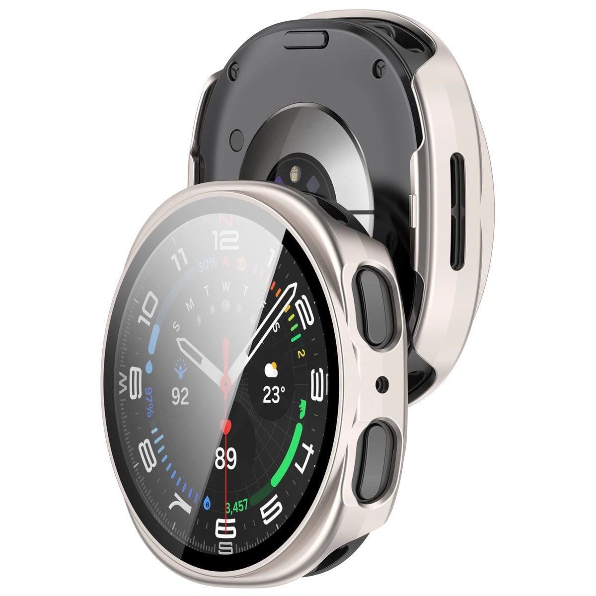 Schutzhülle mit Glas für Samsung Galaxy Watch 8 40 mm, Bizon Case+Glass Watch, Champagner