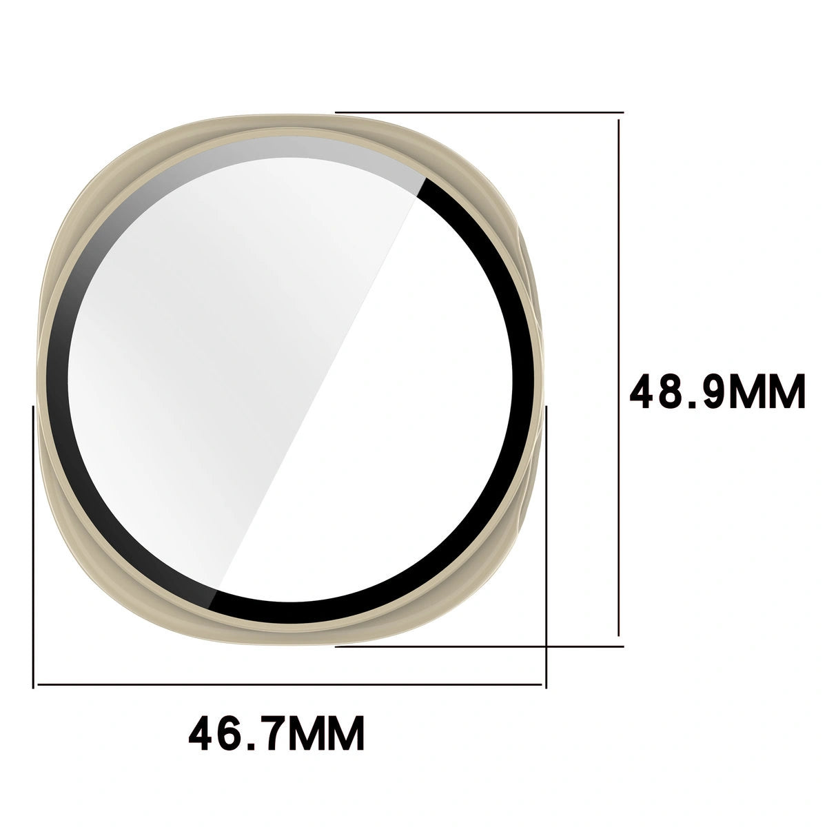 Schutzhülle mit Glas für Samsung Galaxy Watch 8 44 mm, Bizon Case Watch Adamo, Beige