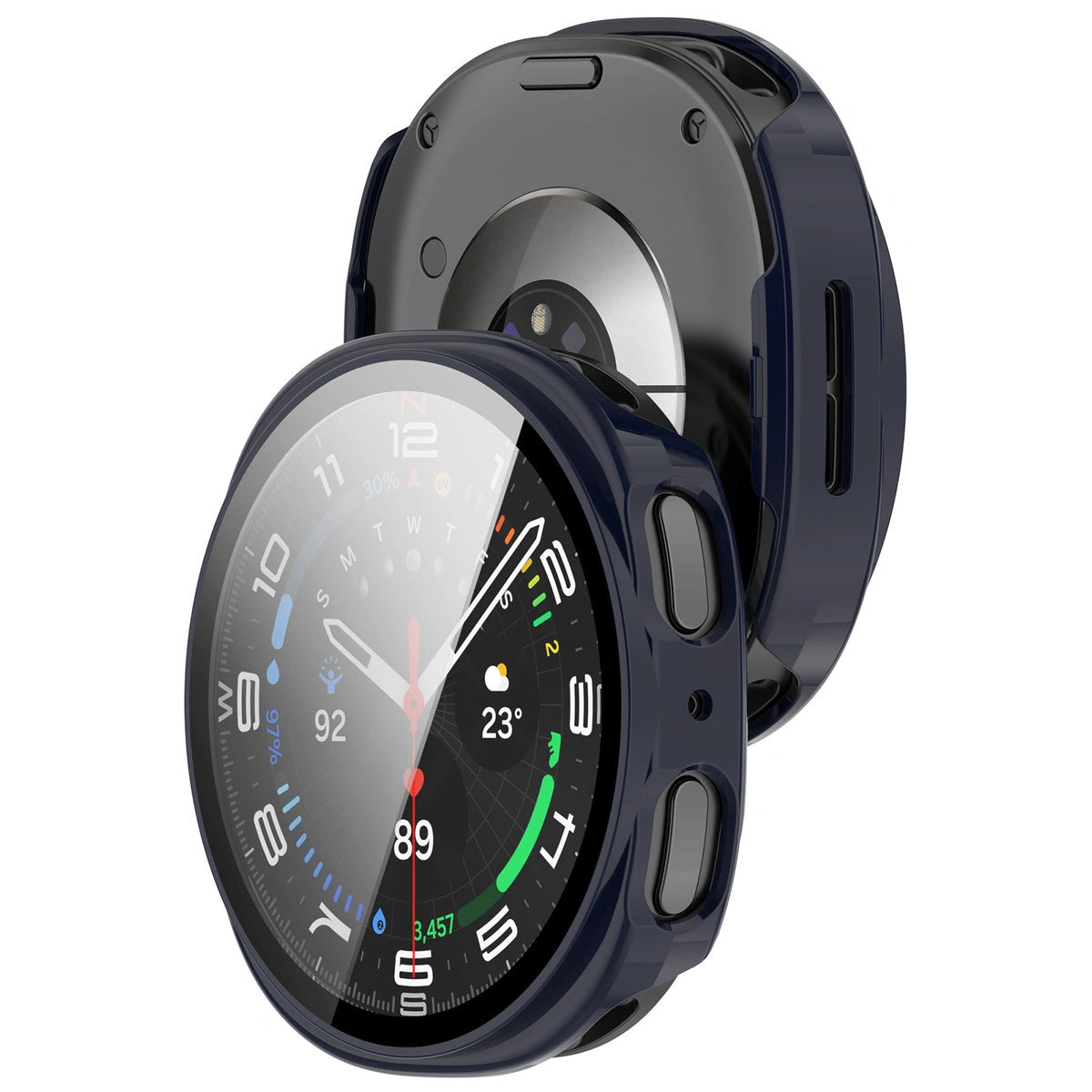 Schutzhülle mit Glas für Samsung Galaxy Watch 8 44 mm, Bizon Case Watch Adamo, Blau