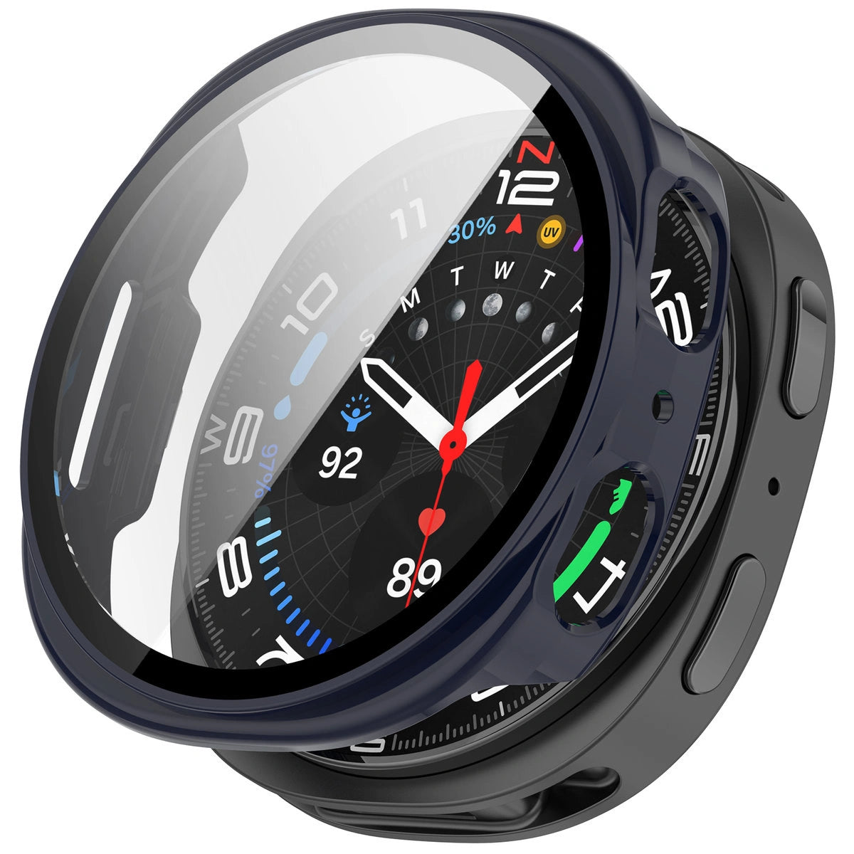Schutzhülle mit Glas für Samsung Galaxy Watch 8 44 mm, Bizon Case Watch Adamo, Blau