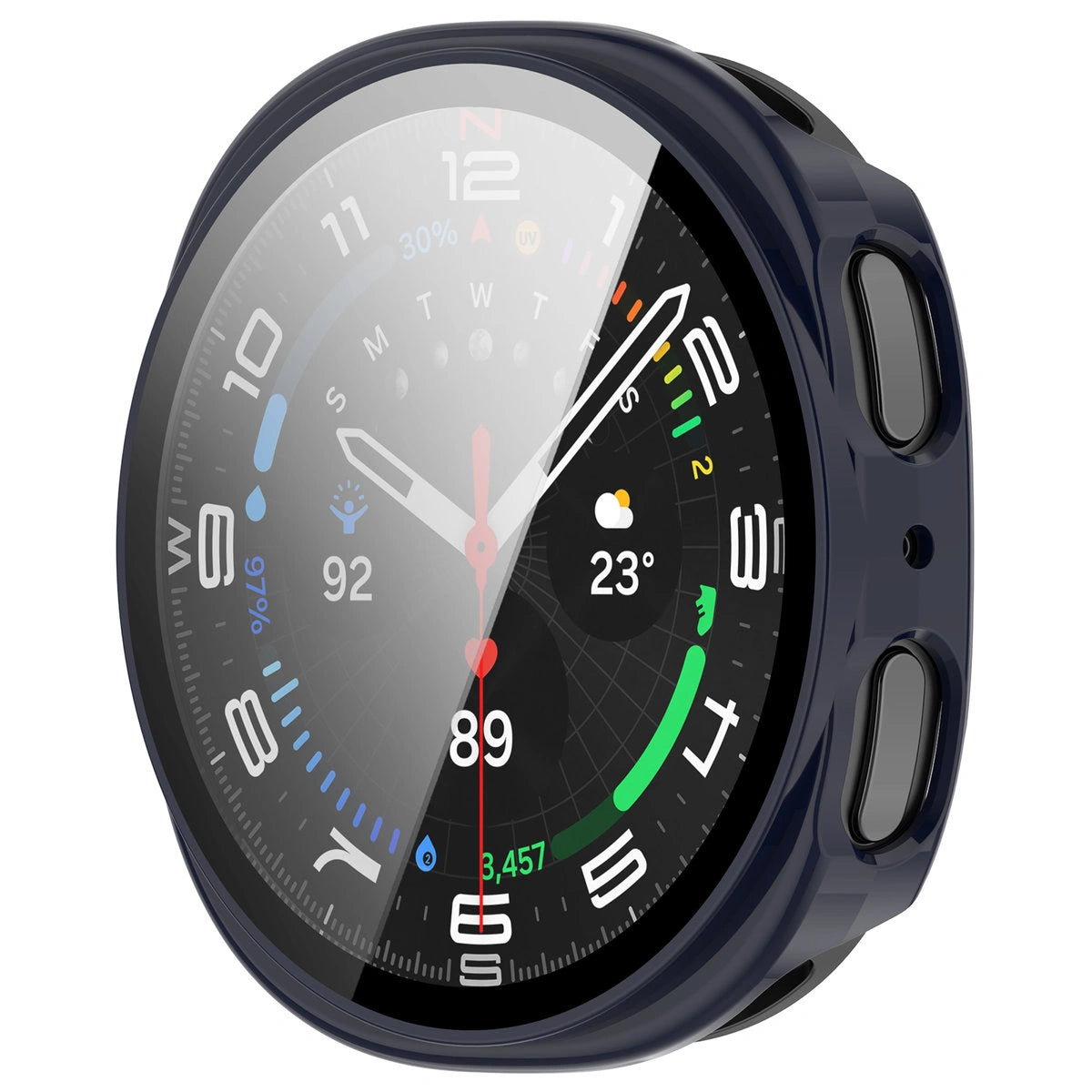 Schutzhülle mit Glas für Samsung Galaxy Watch 8 44 mm, Bizon Case Watch Adamo, Blau