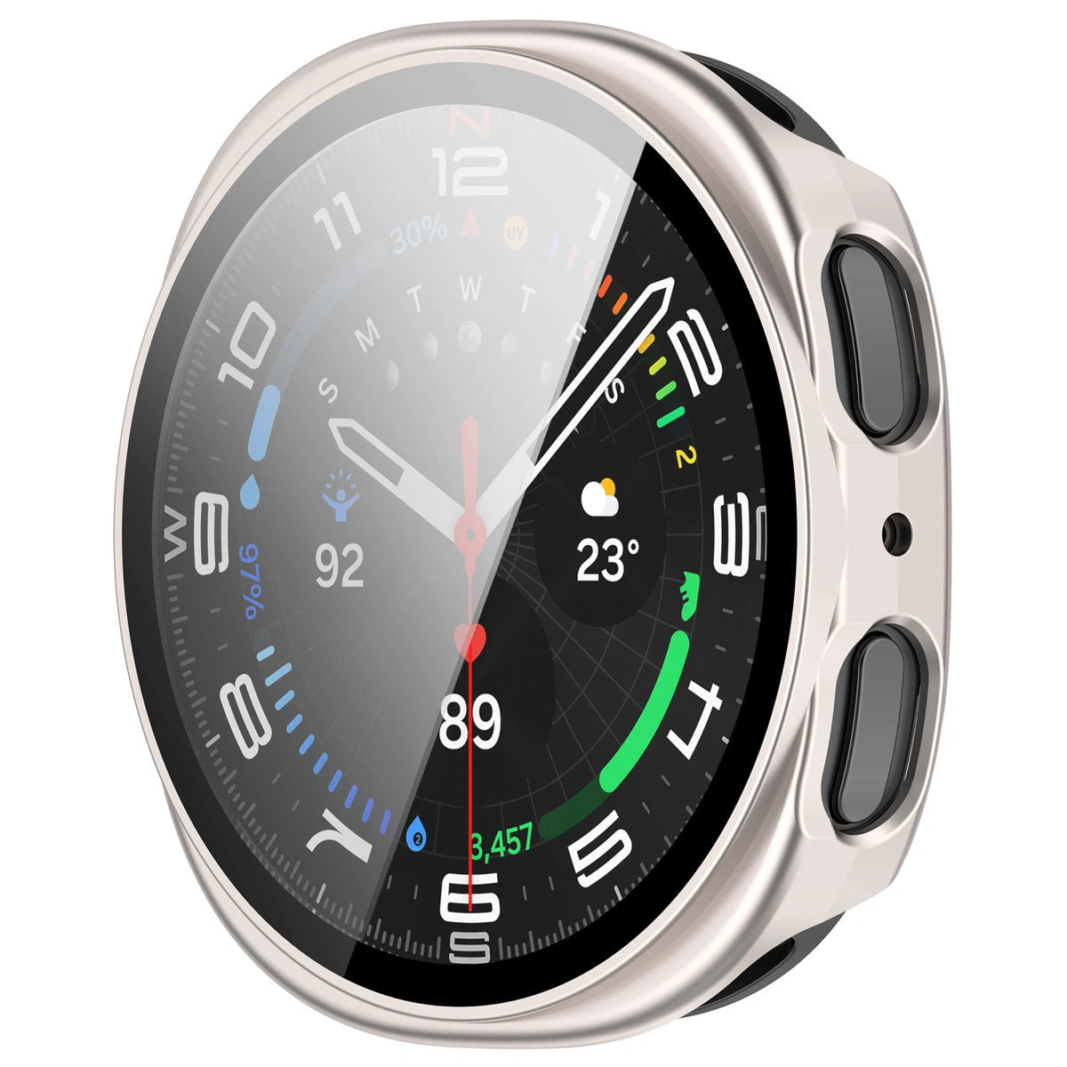 Schutzhülle mit Glas für Samsung Galaxy Watch 8 44 mm, Bizon Case Watch Adamo, Champagner