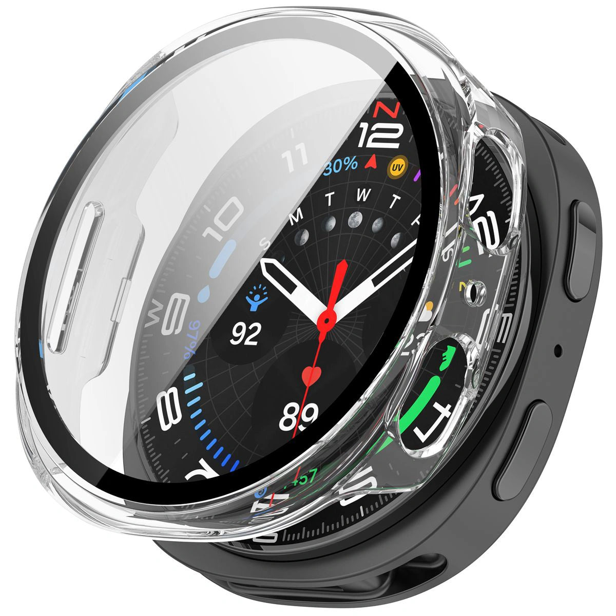 Schutzhülle mit Glas für Samsung Galaxy Watch 8 44 mm, Bizon Case Watch Adamo, Transparent