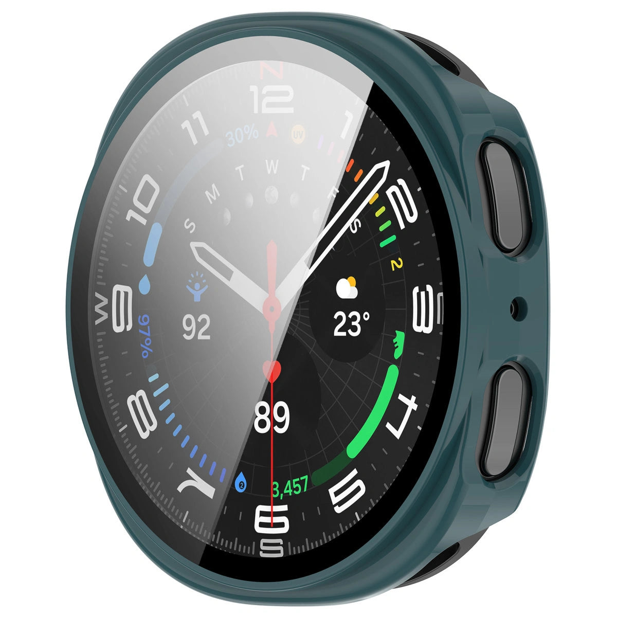 Schutzhülle mit Glas für Samsung Galaxy Watch 8 44 mm, Bizon Case Watch Adamo, Grün