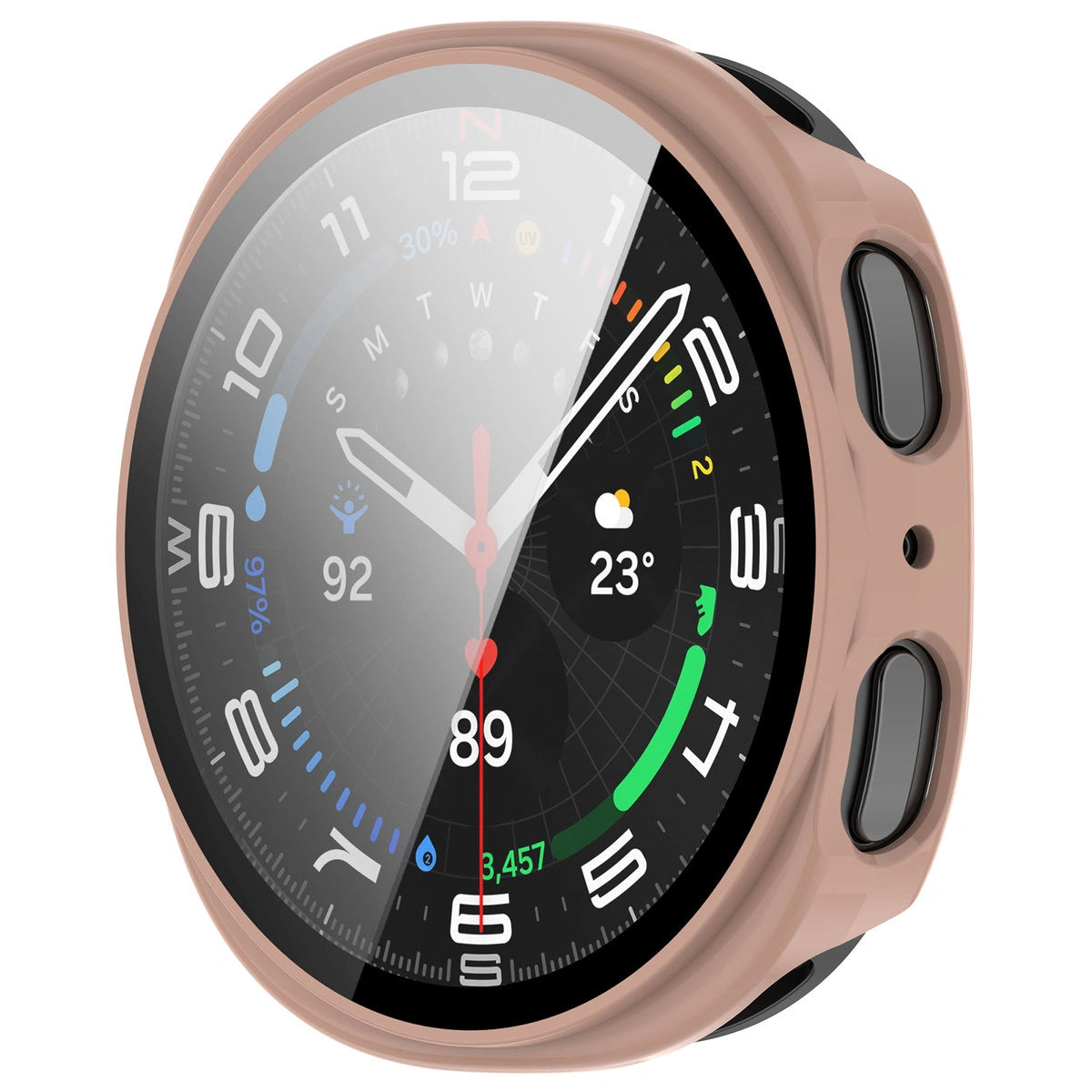 Schutzhülle mit Glas für Samsung Galaxy Watch 8 44 mm, Bizon Case Watch Adamo, Rosa