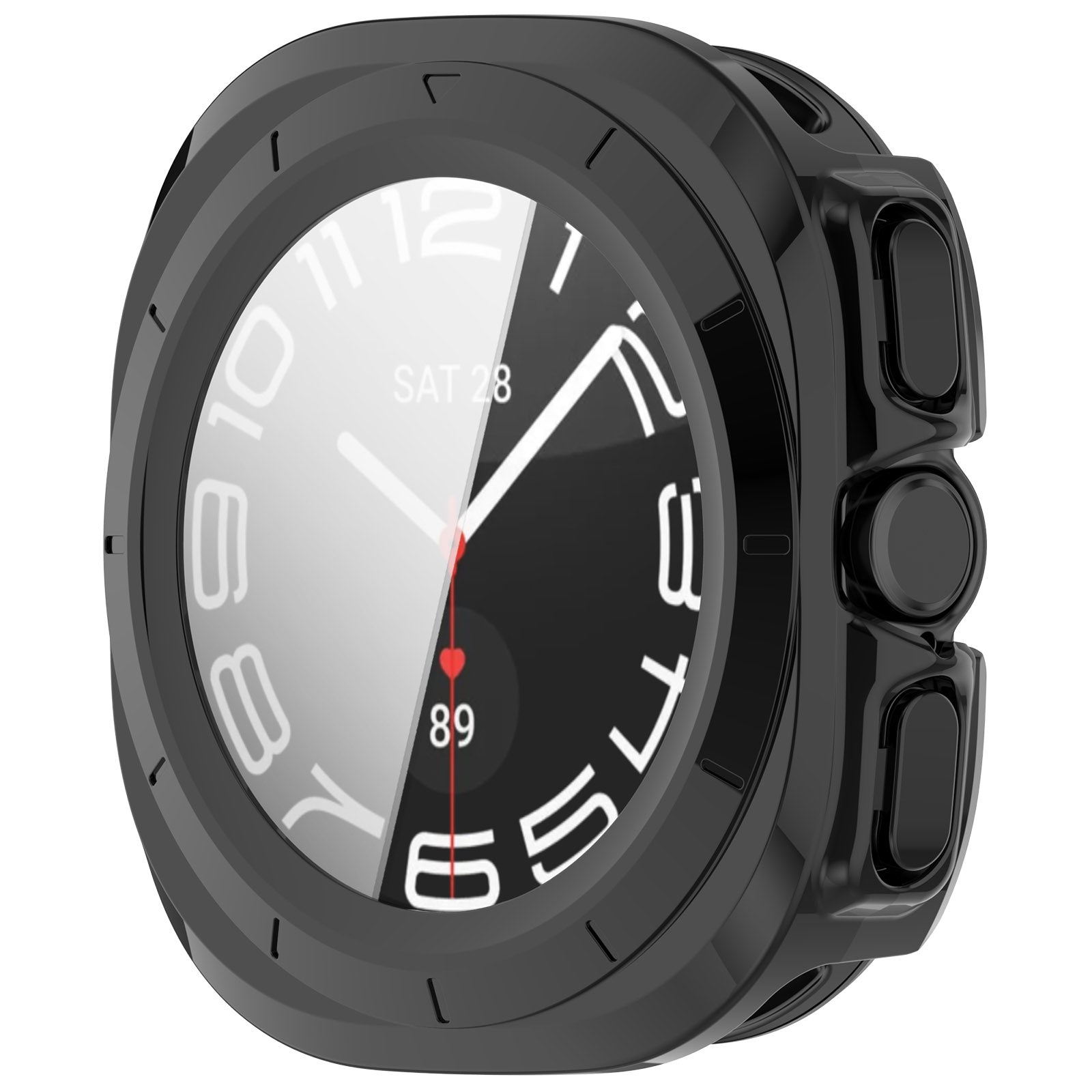 Schutzhülle mit Glas für Galaxy Watch Ultra 2 / Ultra, Bizon Case+Glass Watch, Schwarz
